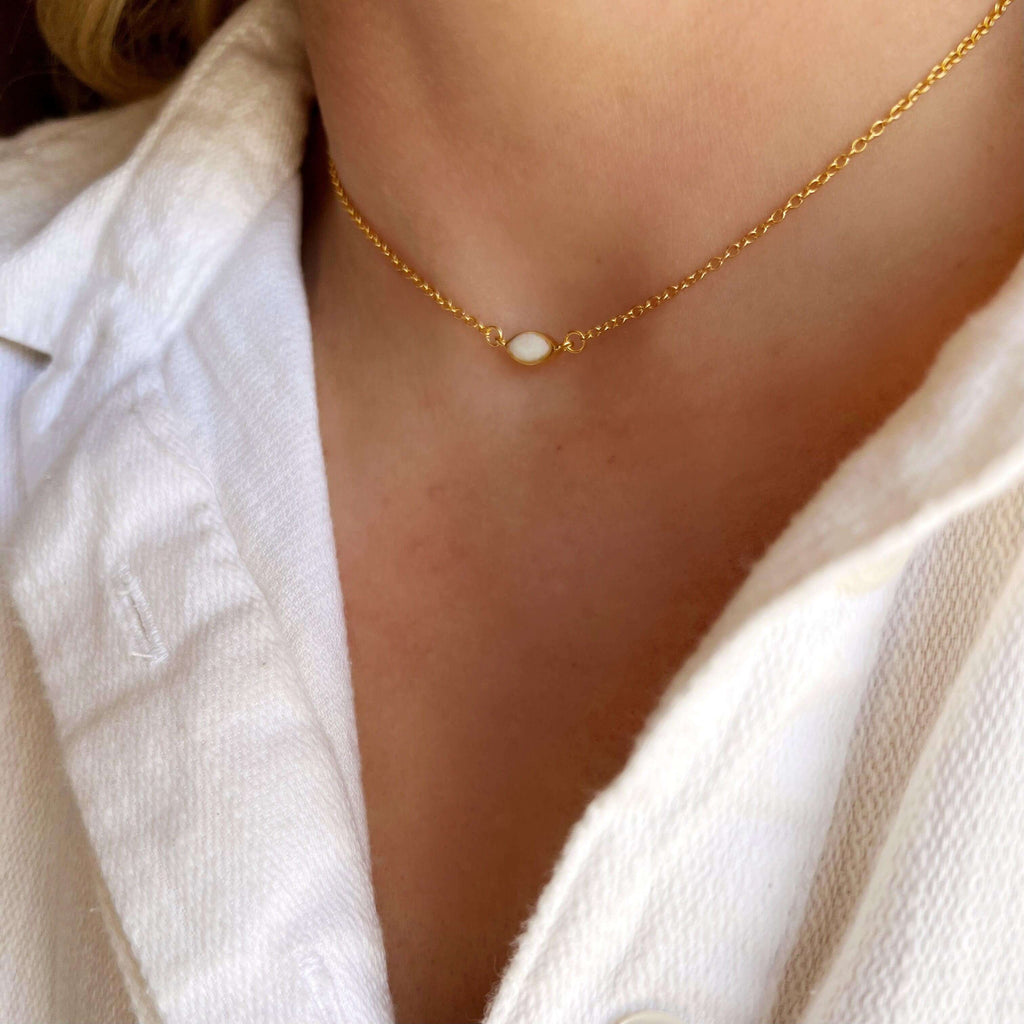 Mondsee 18k Gold Vermeil Opal Necklace | 18k Gold Vermeil Jewelry