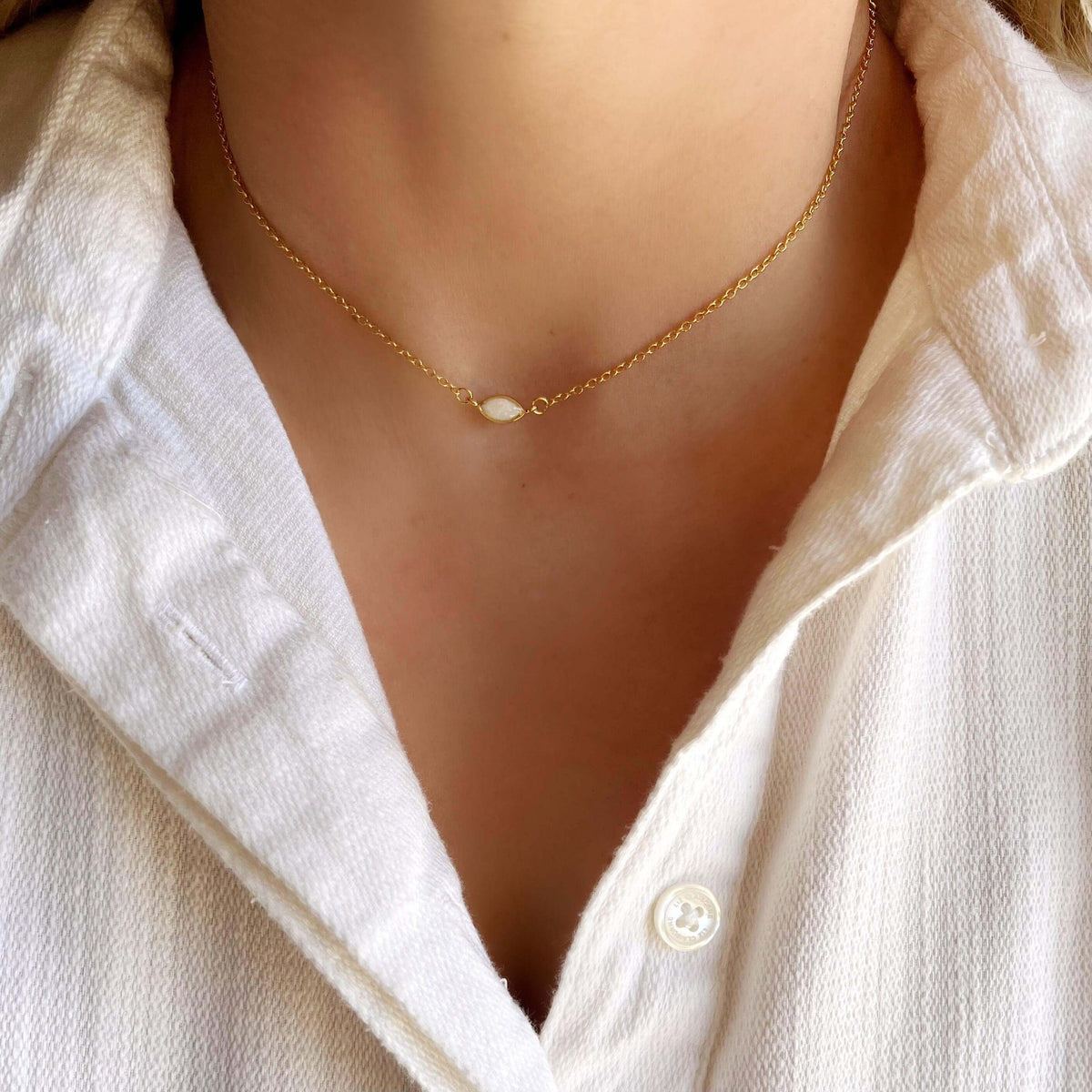 Mondsee 18k Gold Vermeil Opal Necklace | 18k Gold Vermeil Jewelry