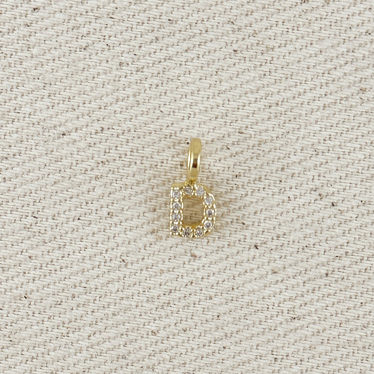 18k Gold filled Micro CZ Initial Letter Charm – D