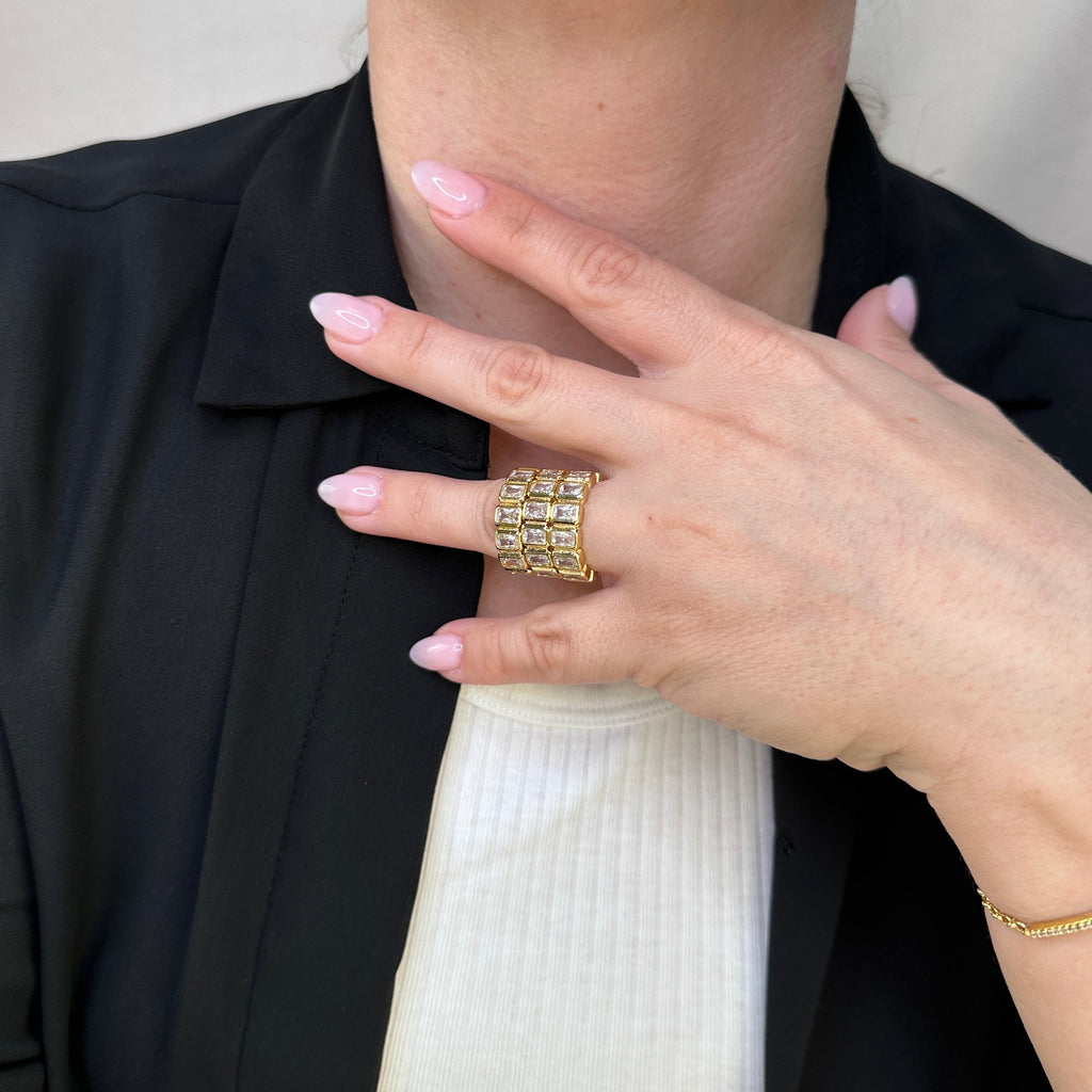 Mondsee 18k Gold Filled Chunky CZ Eternity Band Ring | 18k Gold Filled Jewelry