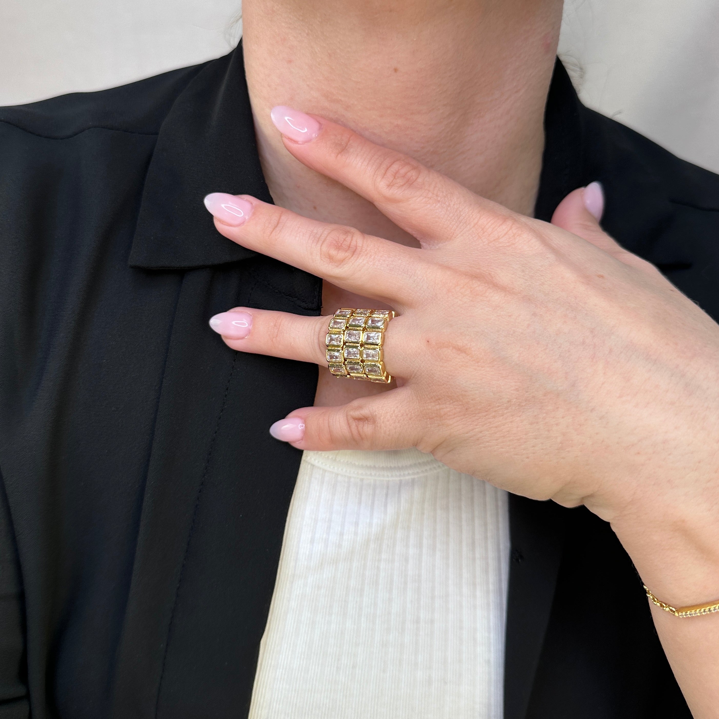 Mondsee 18k Gold Filled Chunky CZ Eternity Band Ring | 18k Gold Filled Jewelry