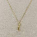18k Gold Filled Curve Bar CZ Necklace