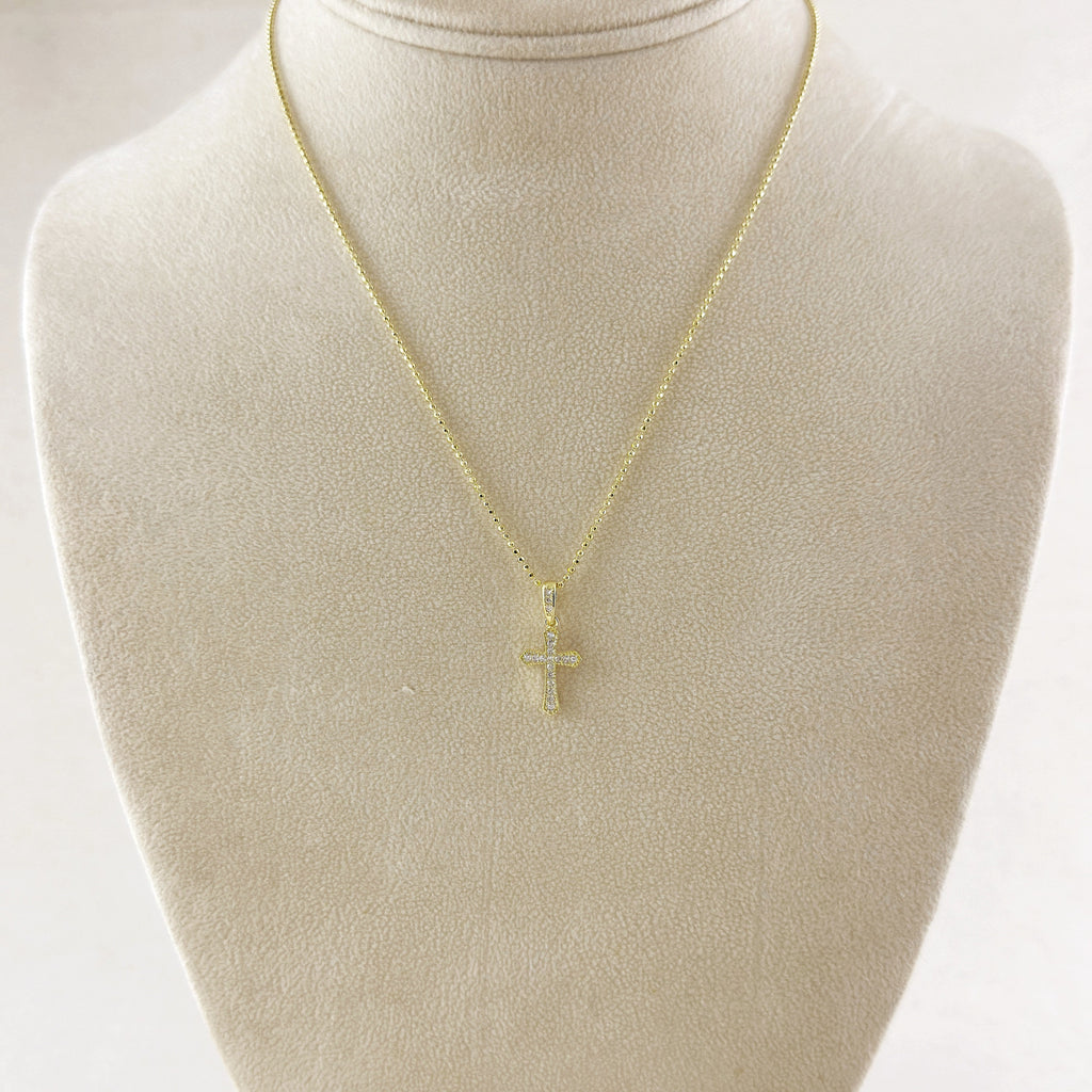 18k Gold Filled CZ Cross Necklace