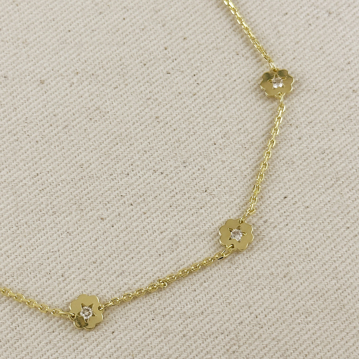 18k Gold Filled Flower CZ Anklet