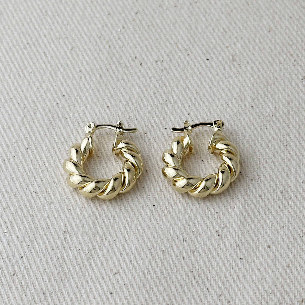 Mondsee 18k Gold Filled Twisted Tube Croissant Hoop Earrings | 18k Gold Filled Jewelry