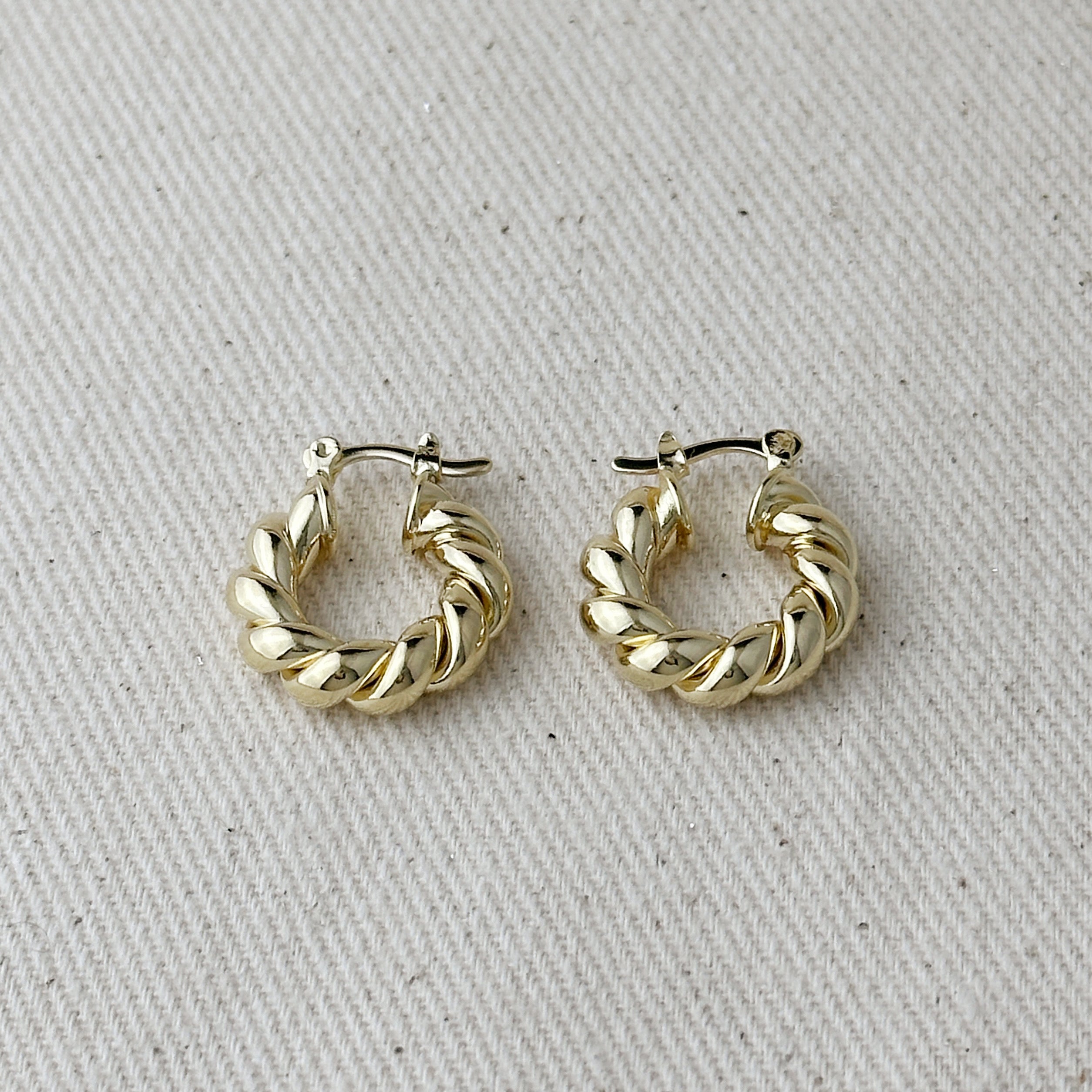Mondsee 18k Gold Filled Twisted Tube Croissant Hoop Earrings | 18k Gold Filled Jewelry