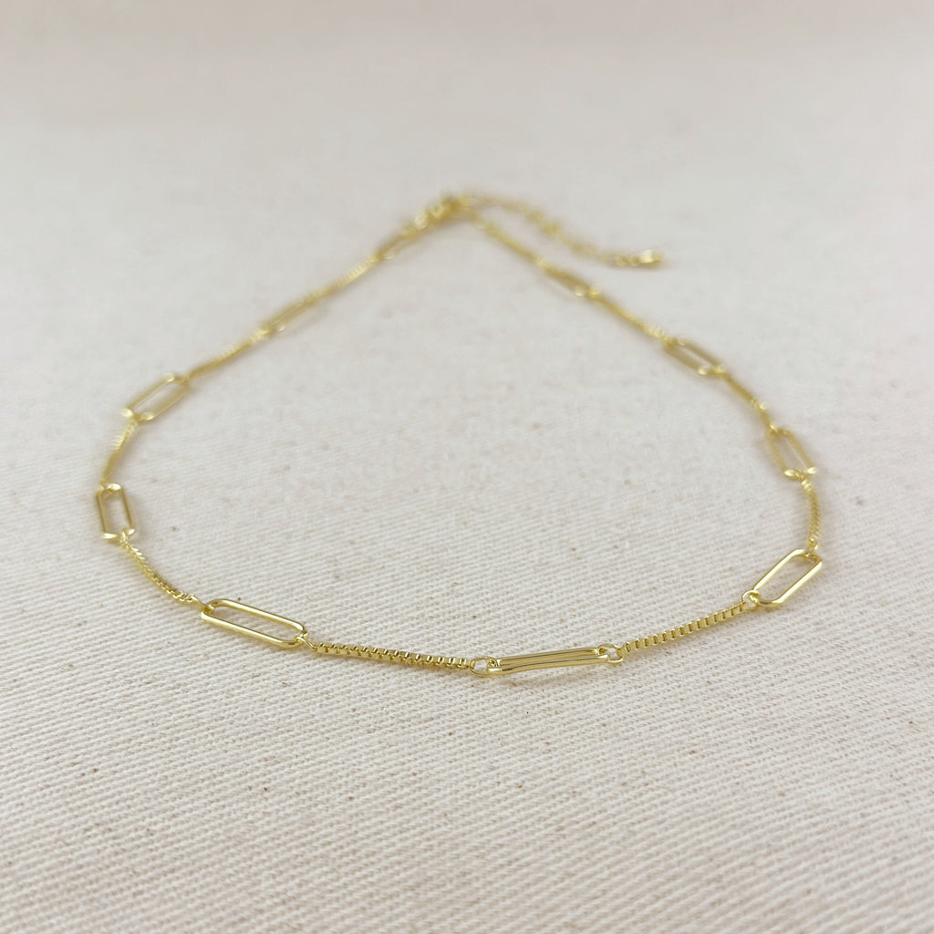 Mondsee 18k Gold Filled Paperclip & Box Chain Necklace | 18k Gold Filled Jewelry
