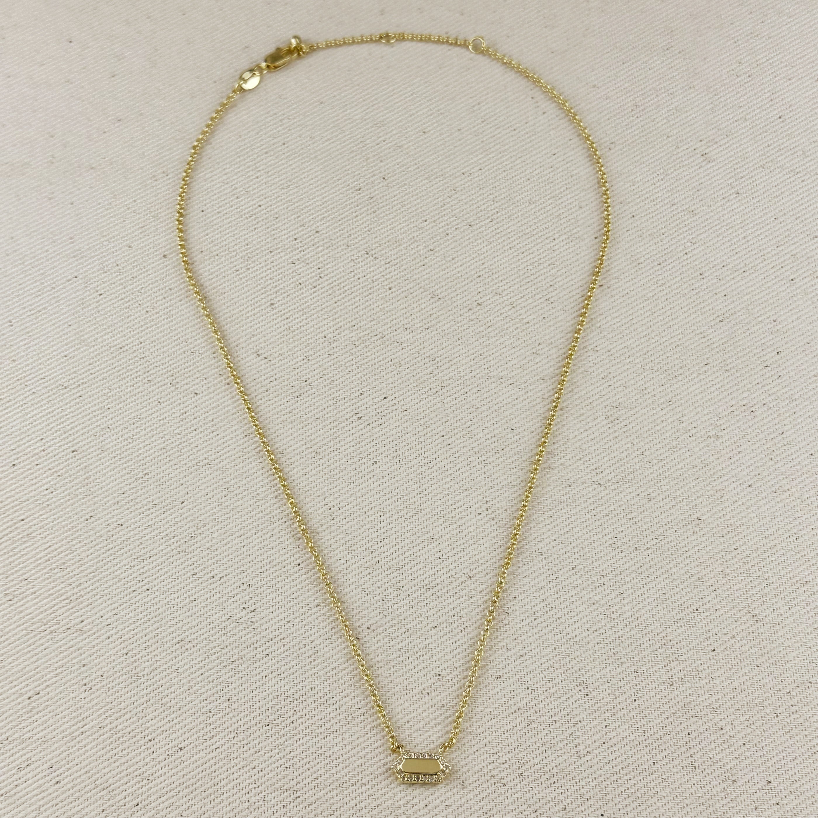 Mondsee 18k Gold Filled Pointed Rectangle Plate Necklace | 18k Gold Filled Jewelry