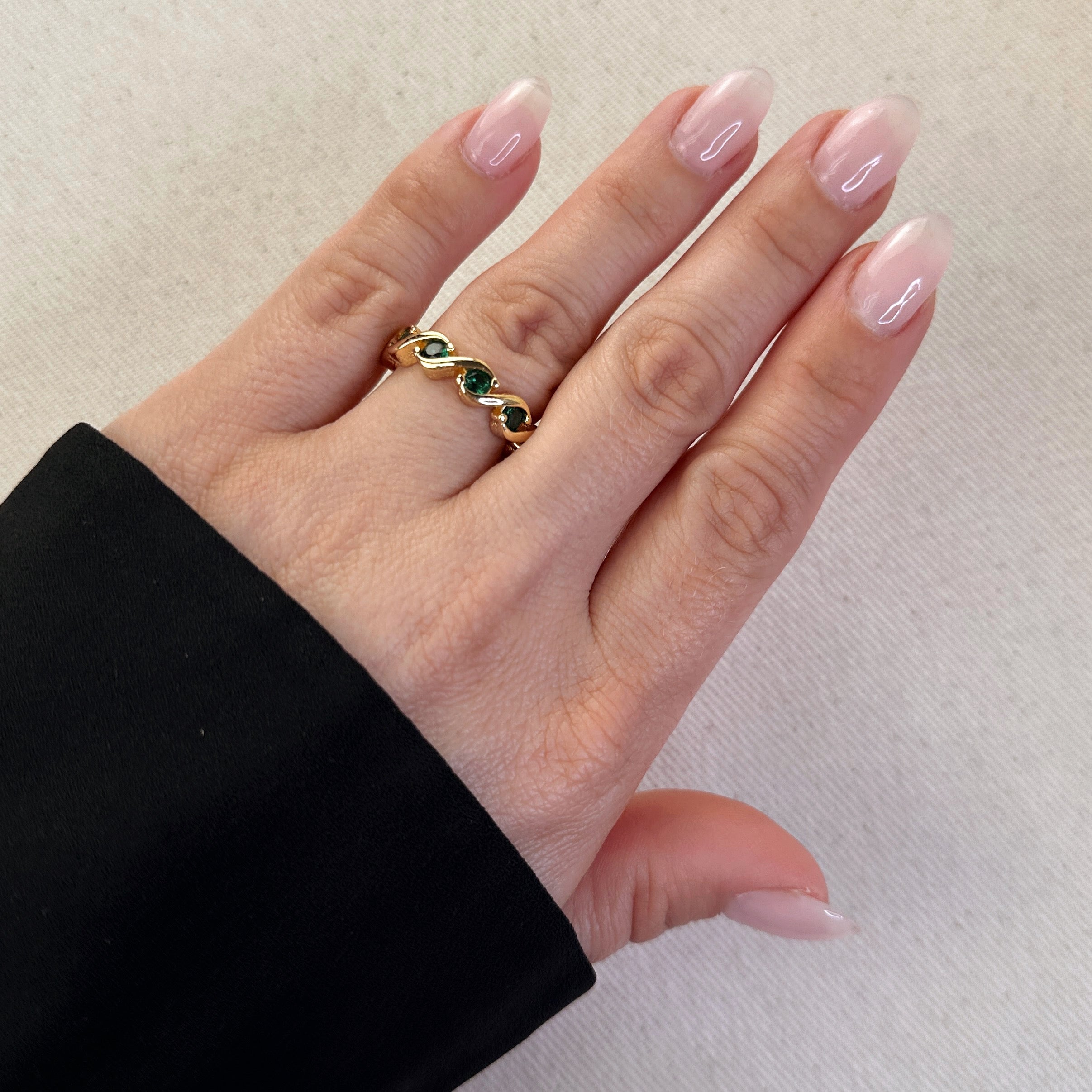 Mondsee 18k Gold Filled Colored CZ Wave Eternity Band Ring | 18k Gold Filled Jewelry