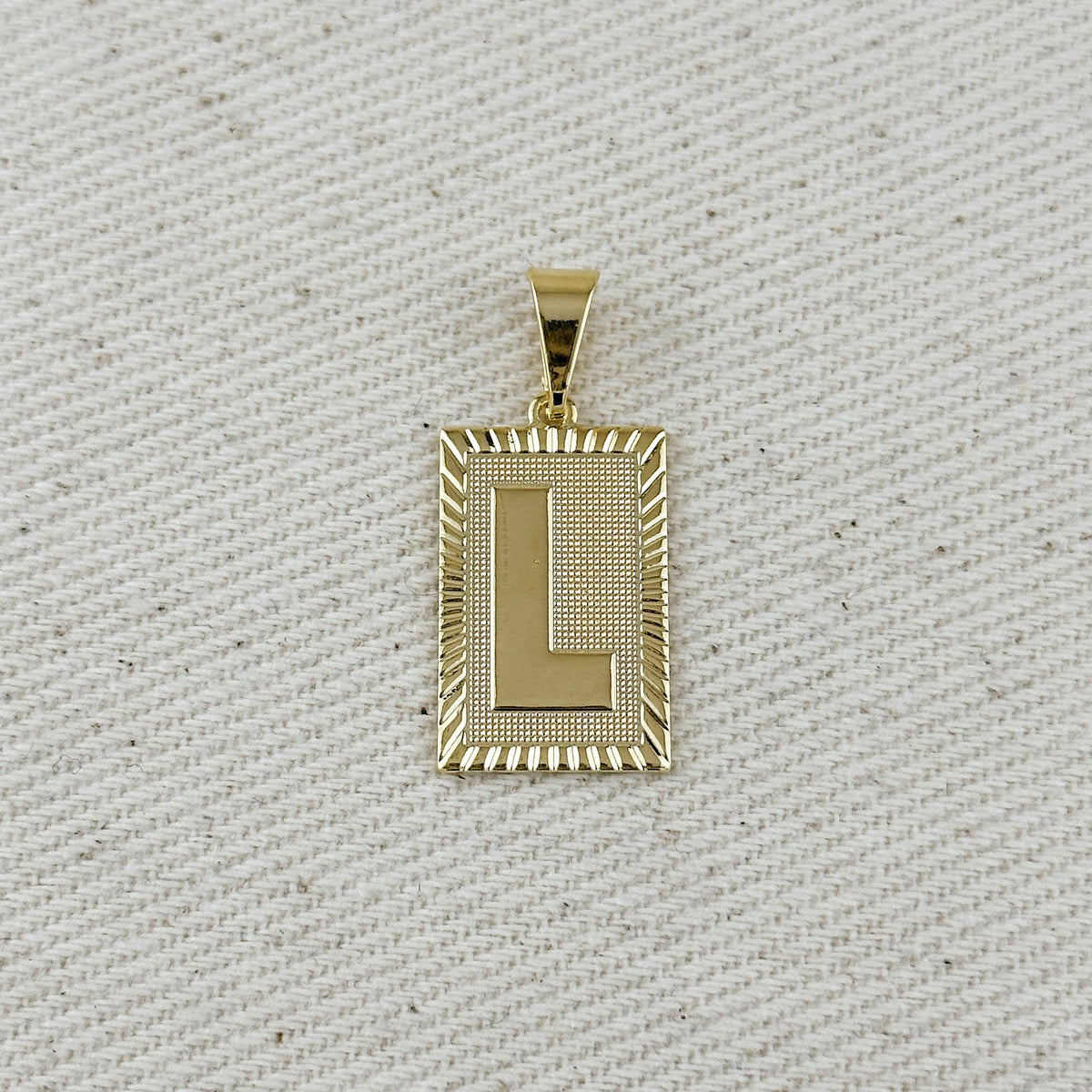 18k Gold Filled Vintage Diamond Cut Initial Plate Pendant, view 6