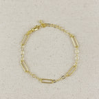 18K Gold Filled Paperclip & Links Chain Bracelet