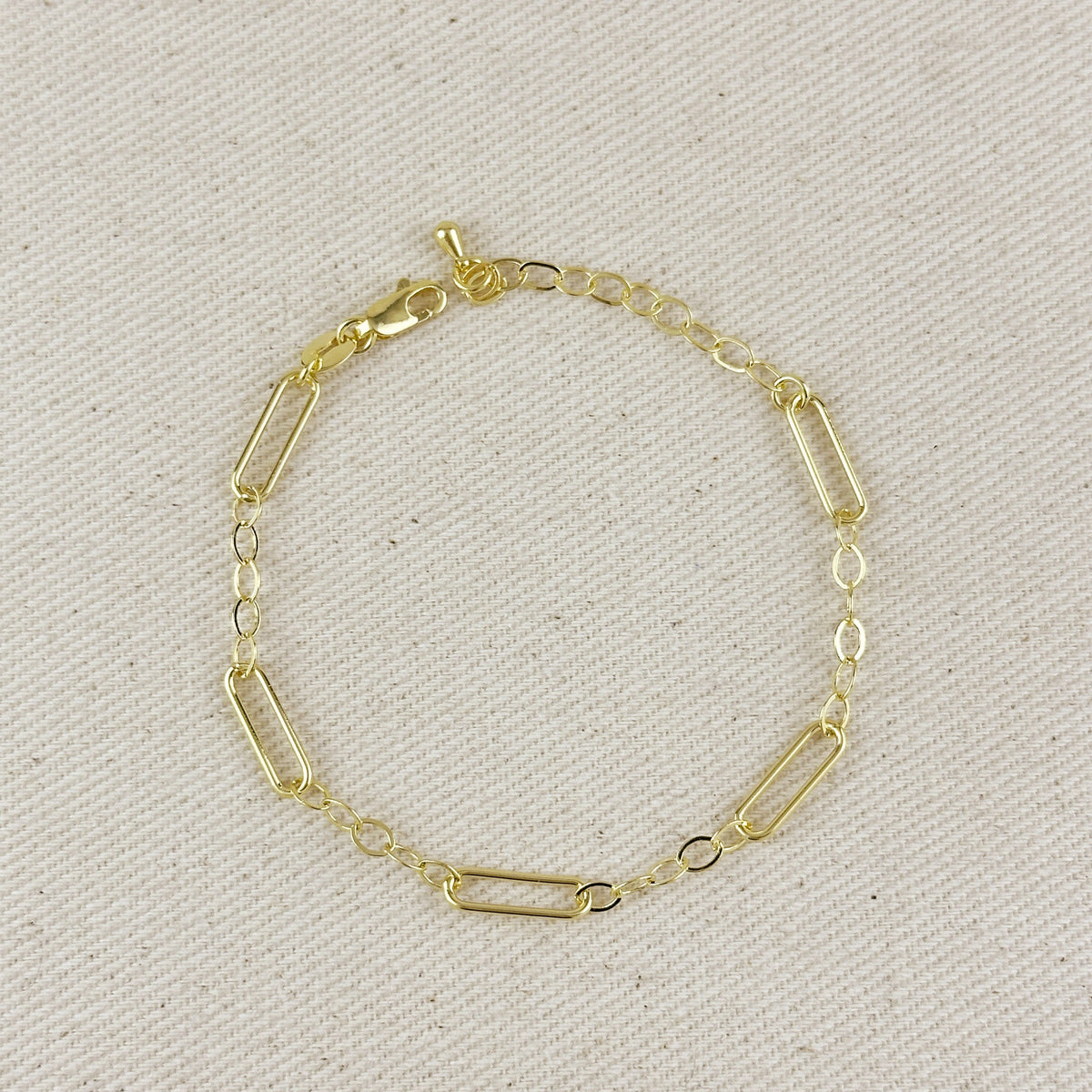 18K Gold Filled Paperclip & Links Chain Bracelet