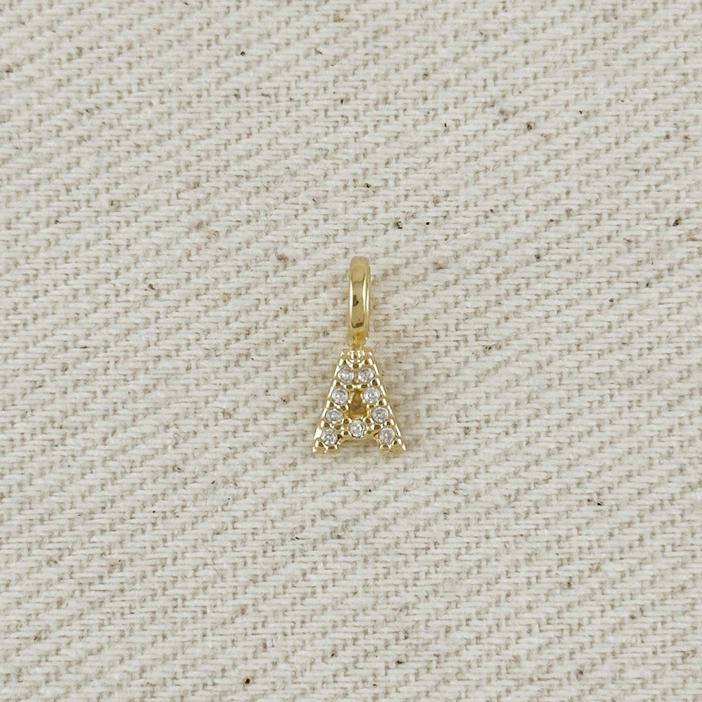 18k Gold filled Micro CZ Initial Letter Charm