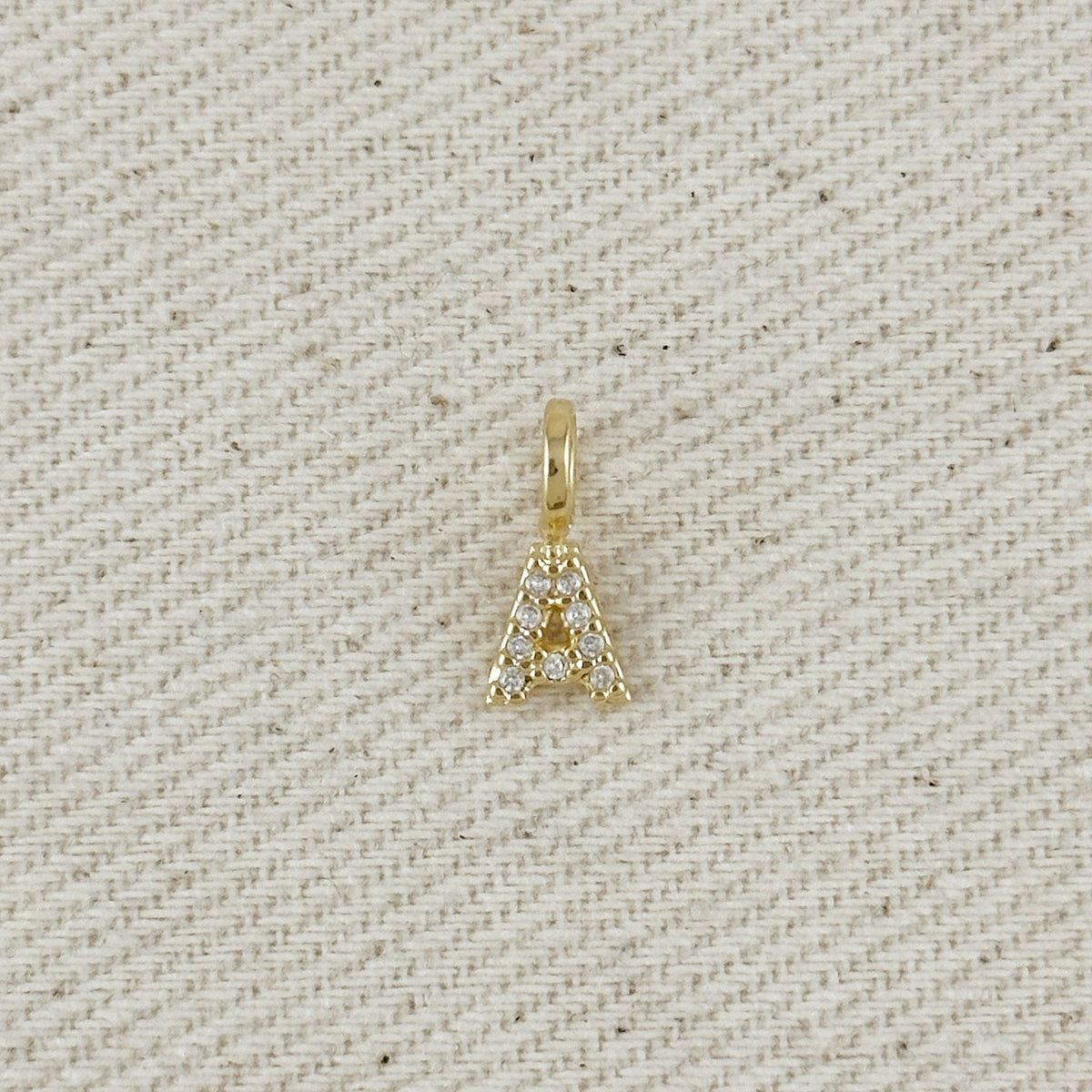 18k Gold filled Micro CZ Initial Letter Charm