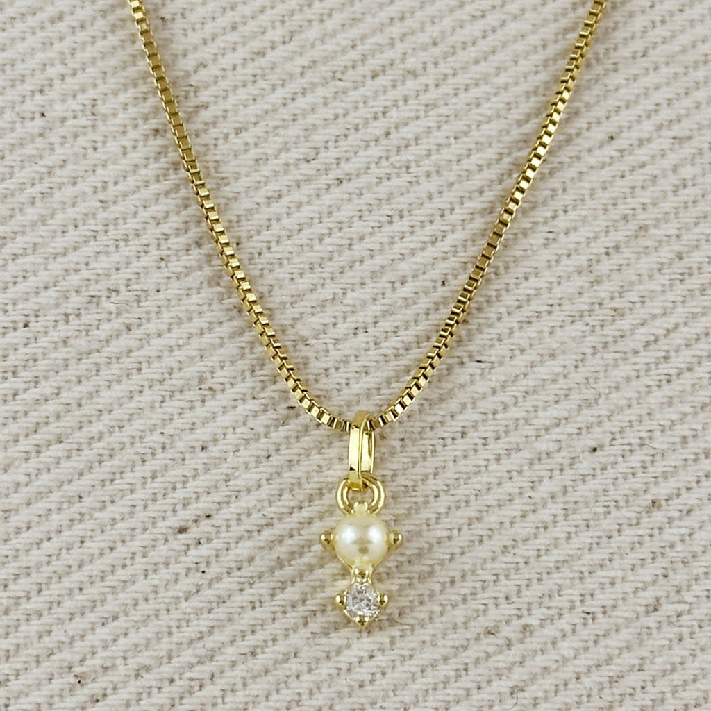 Mondsee 18k Gold Filled Pearl & Crystal Charm Necklace | 18k Gold Filled Jewelry
