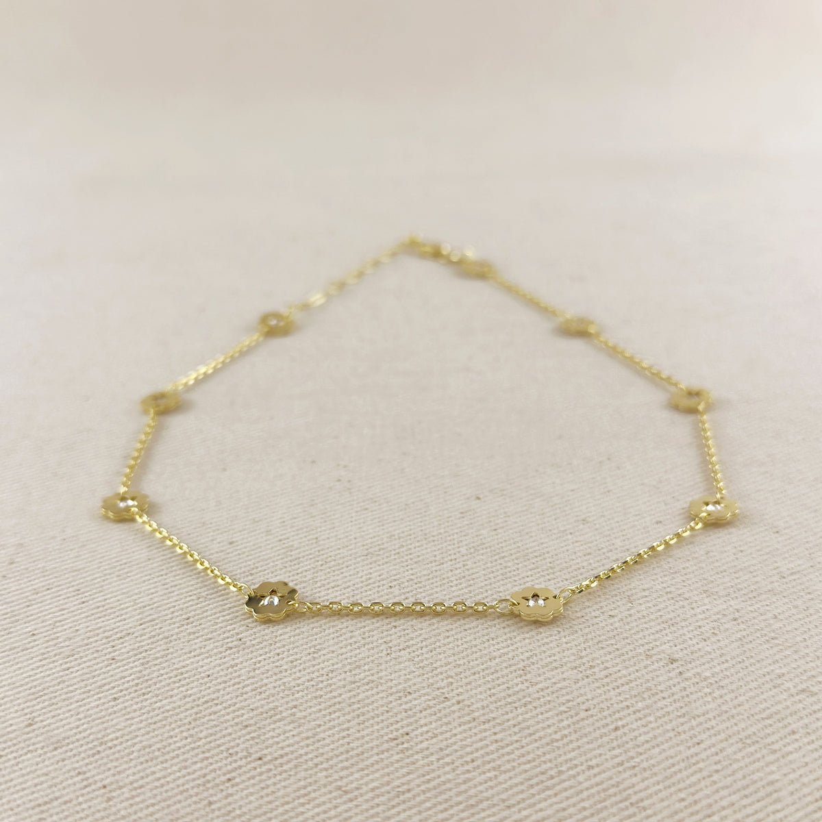 18k Gold Filled Flower CZ Necklace