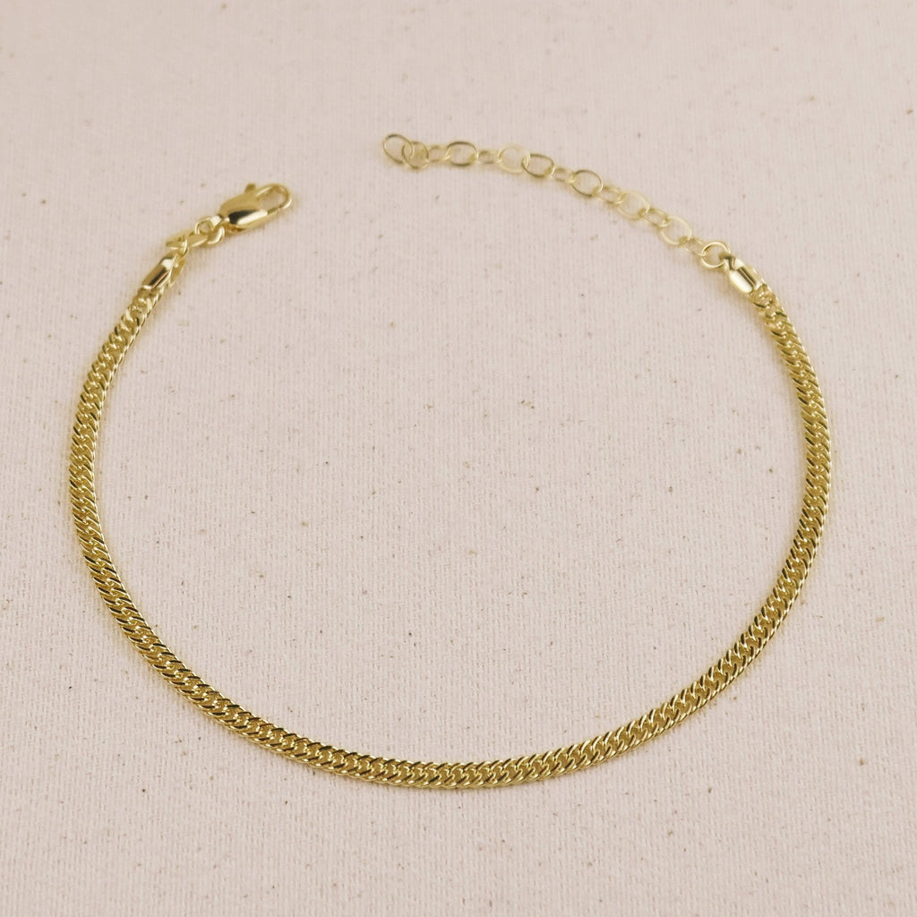 Mondsee 18k Gold Filled 4mm Double Curb Chain Anklet | 18k Gold Filled Jewelry