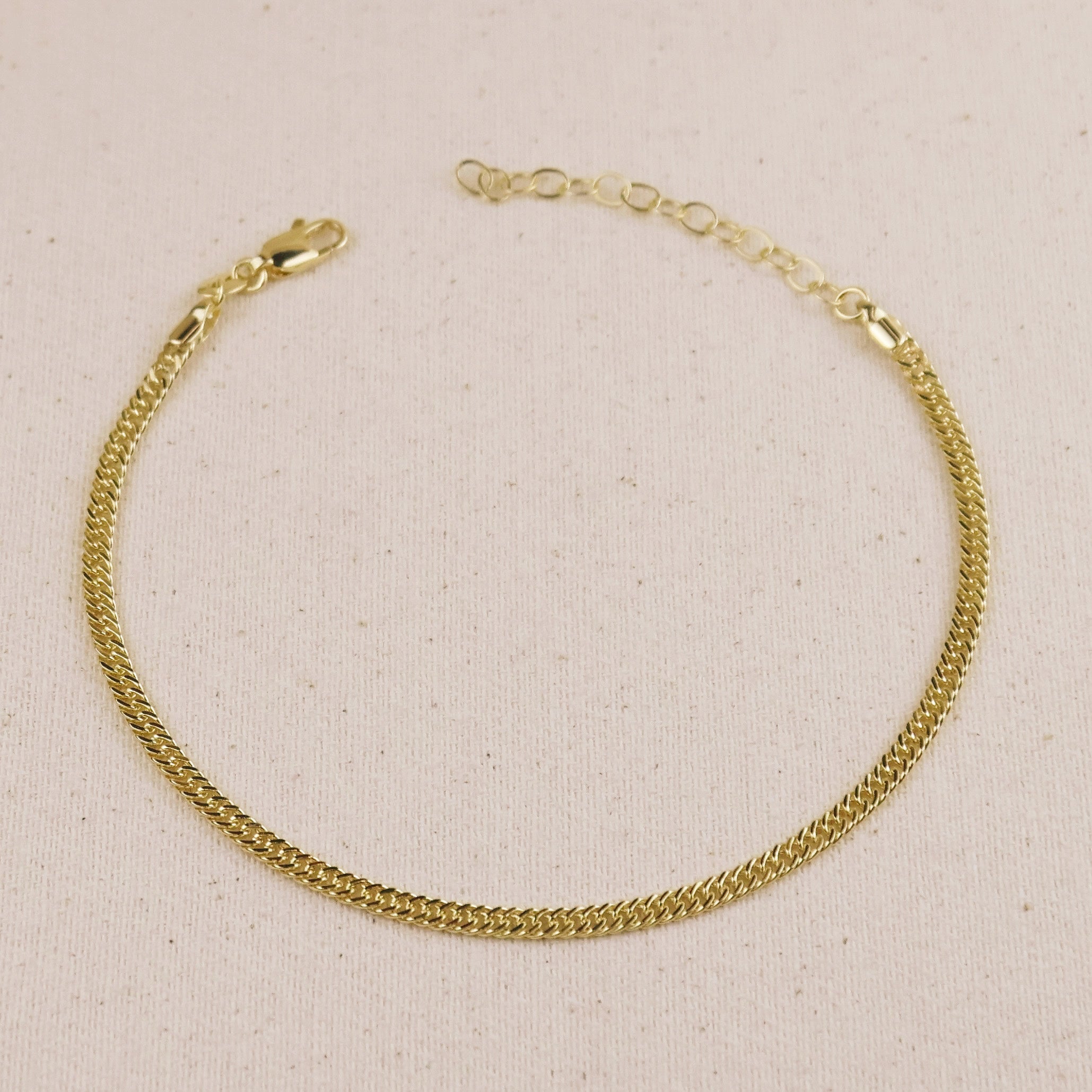 Mondsee 18k Gold Filled 4mm Double Curb Chain Anklet | 18k Gold Filled Jewelry