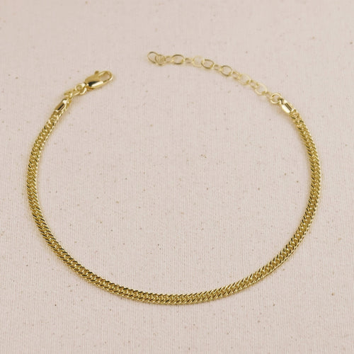 Mondsee 18k Gold Filled 4mm Double Curb Chain Anklet | 18k Gold Filled Jewelry