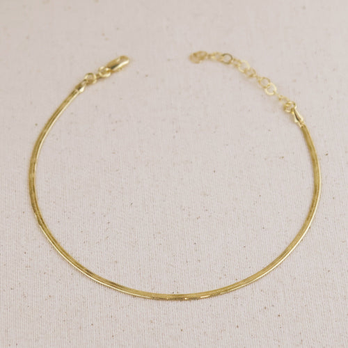 18k Gold Filled 2mm Herringbone Anklet by Mondsee Jewelry