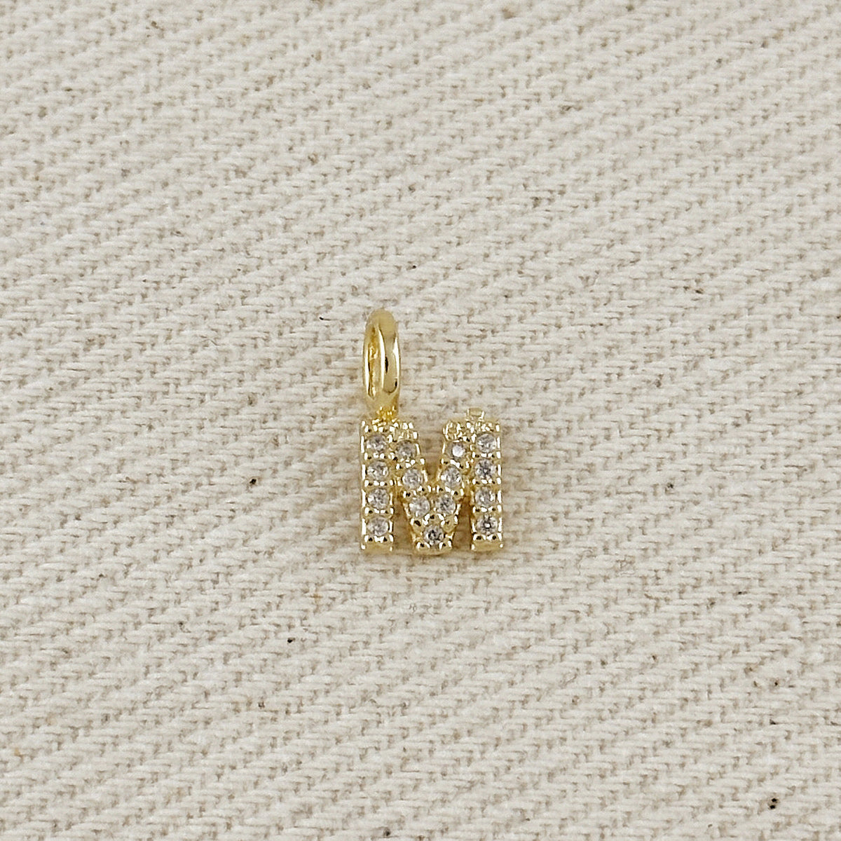 18k Gold filled Micro CZ Initial Letter Charm, view 7