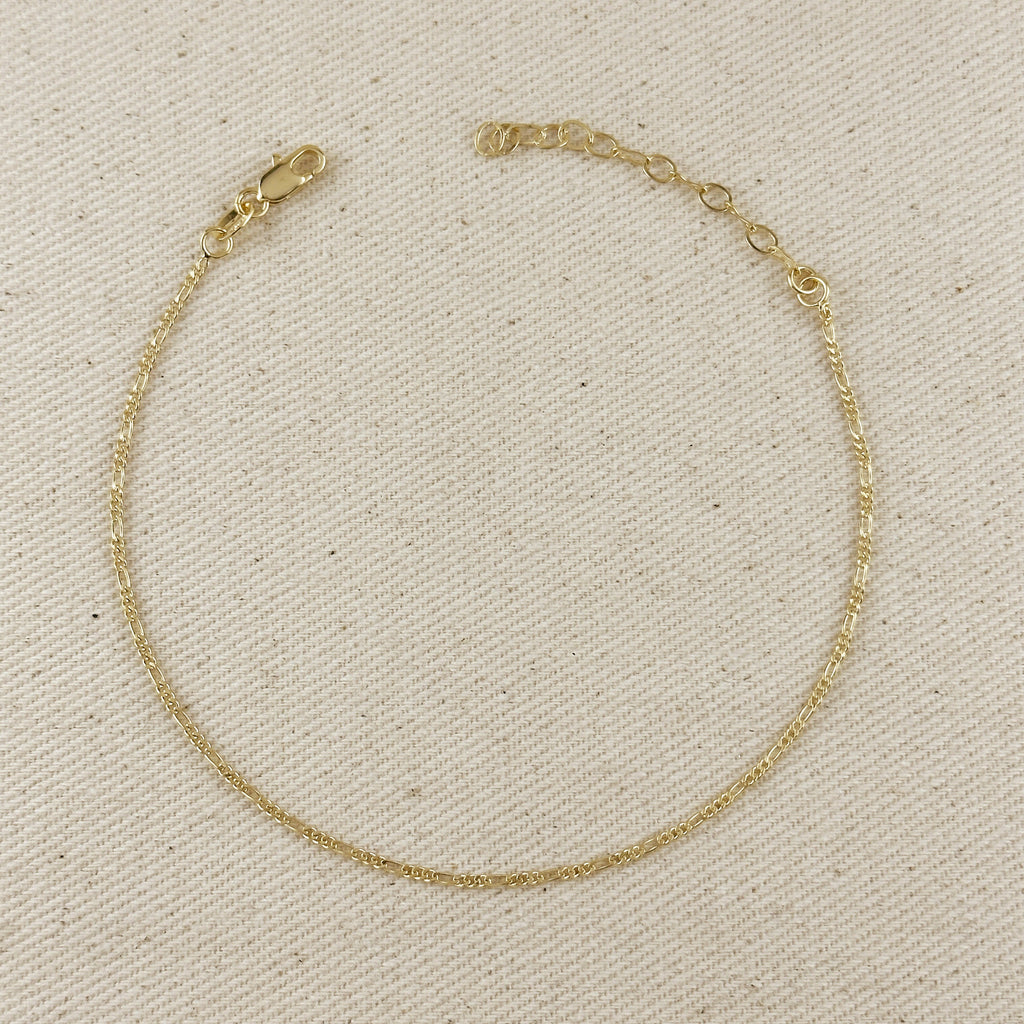 Mondsee 18k Gold Filled 1.5mm Figaro Chain Anklet | 18k Gold Filled Jewelry
