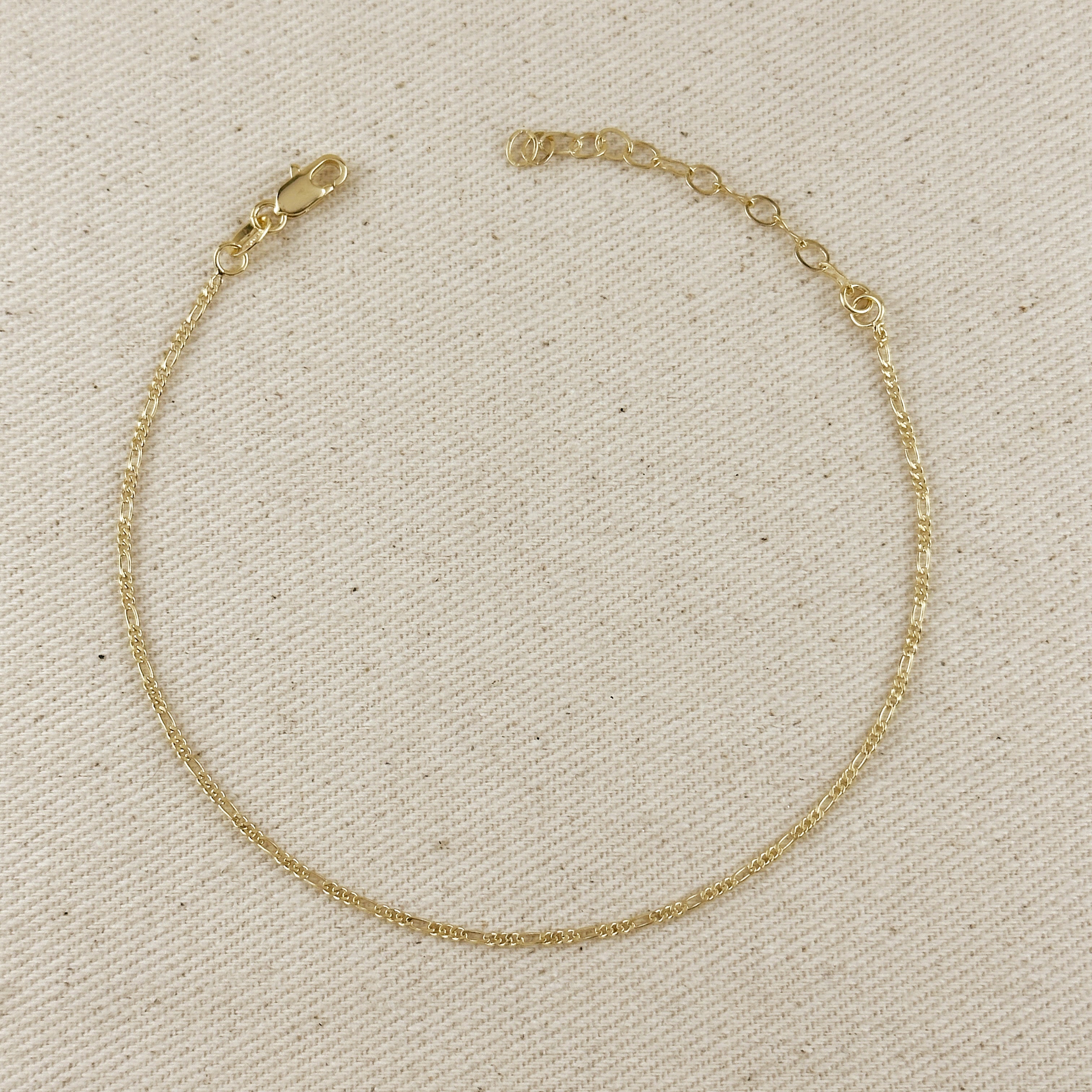 Mondsee 18k Gold Filled 1.5mm Figaro Chain Anklet | 18k Gold Filled Jewelry
