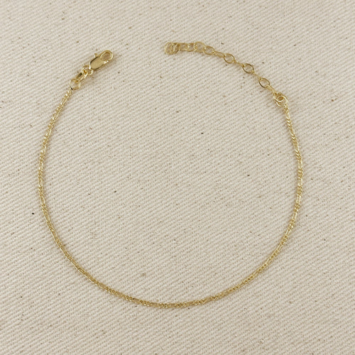 Mondsee 18k Gold Filled 1.5mm Figaro Chain Anklet | 18k Gold Filled Jewelry
