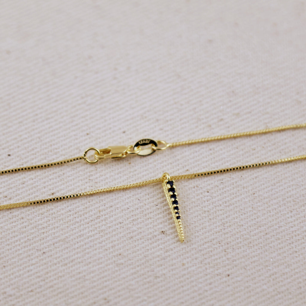 Mondsee 18k Gold Filled Black CZ Spear Necklace | 18k Gold Filled Jewelry