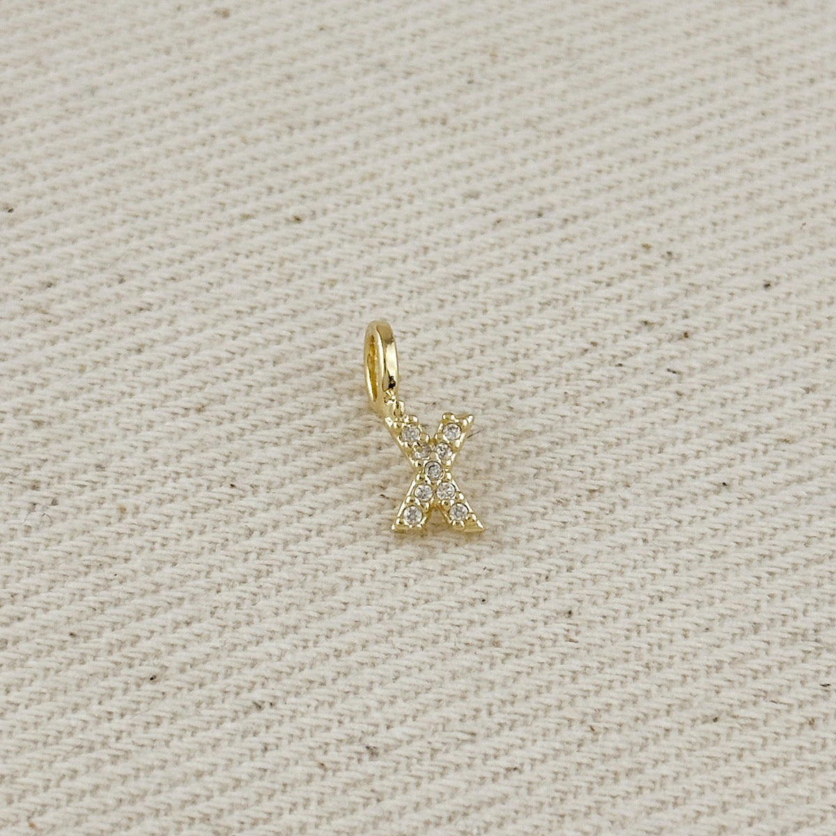 18k Gold filled Micro CZ Initial Letter Charm – X