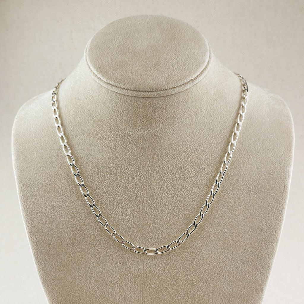 Mondsee Sterling Silver Flat Elongated Curb Chain 4.0mm | 18k Gold Filled Jewelry