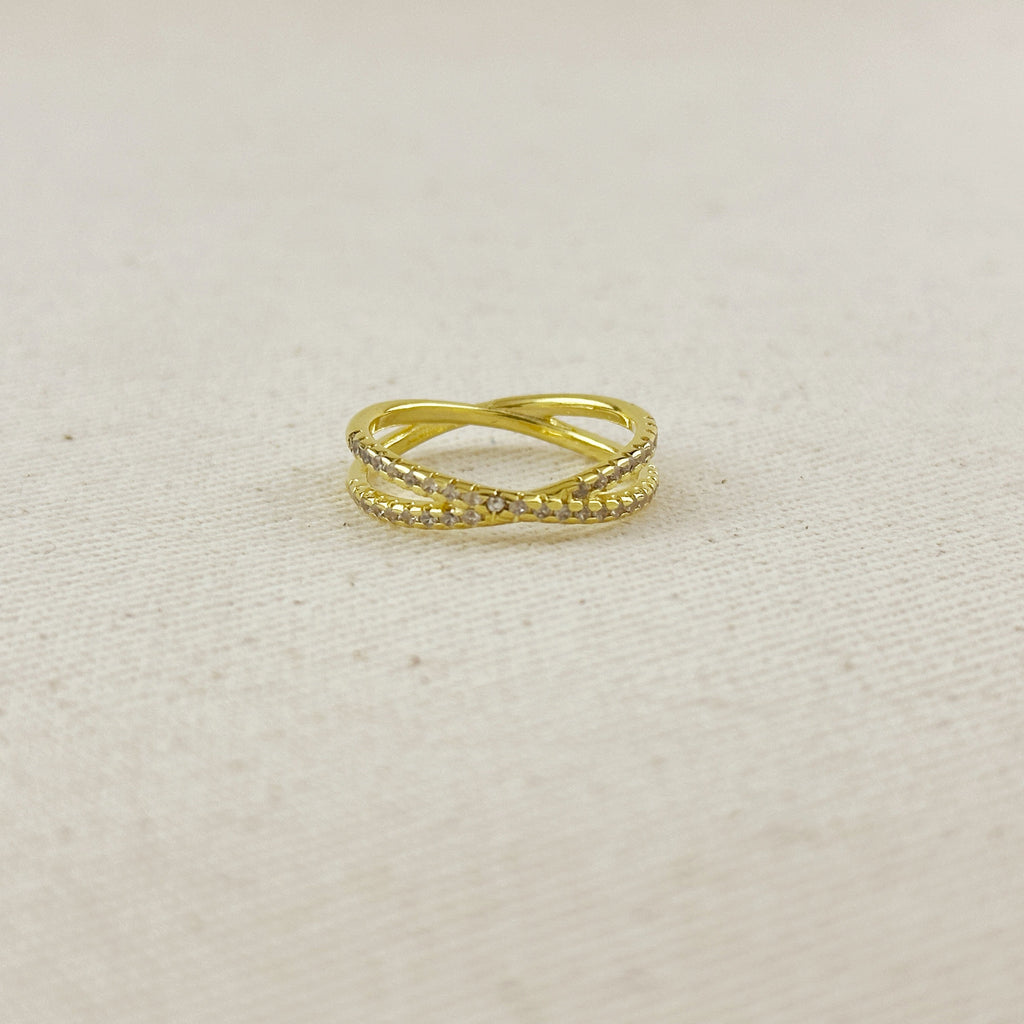 Mondsee 18K Gold Filled CZ X Ring | 18k Gold Filled Jewelry