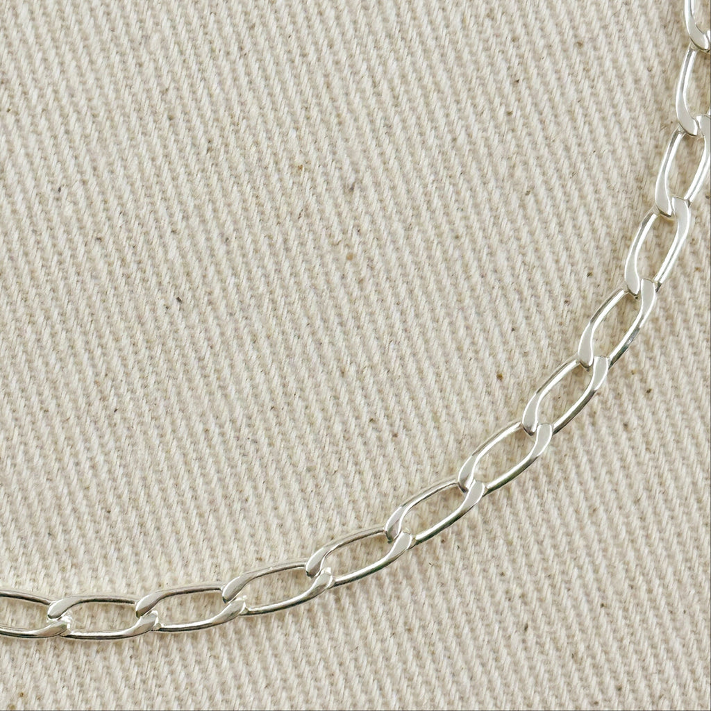 Mondsee Sterling Silver Flat Elongated Curb Chain 4.0mm | 18k Gold Filled Jewelry