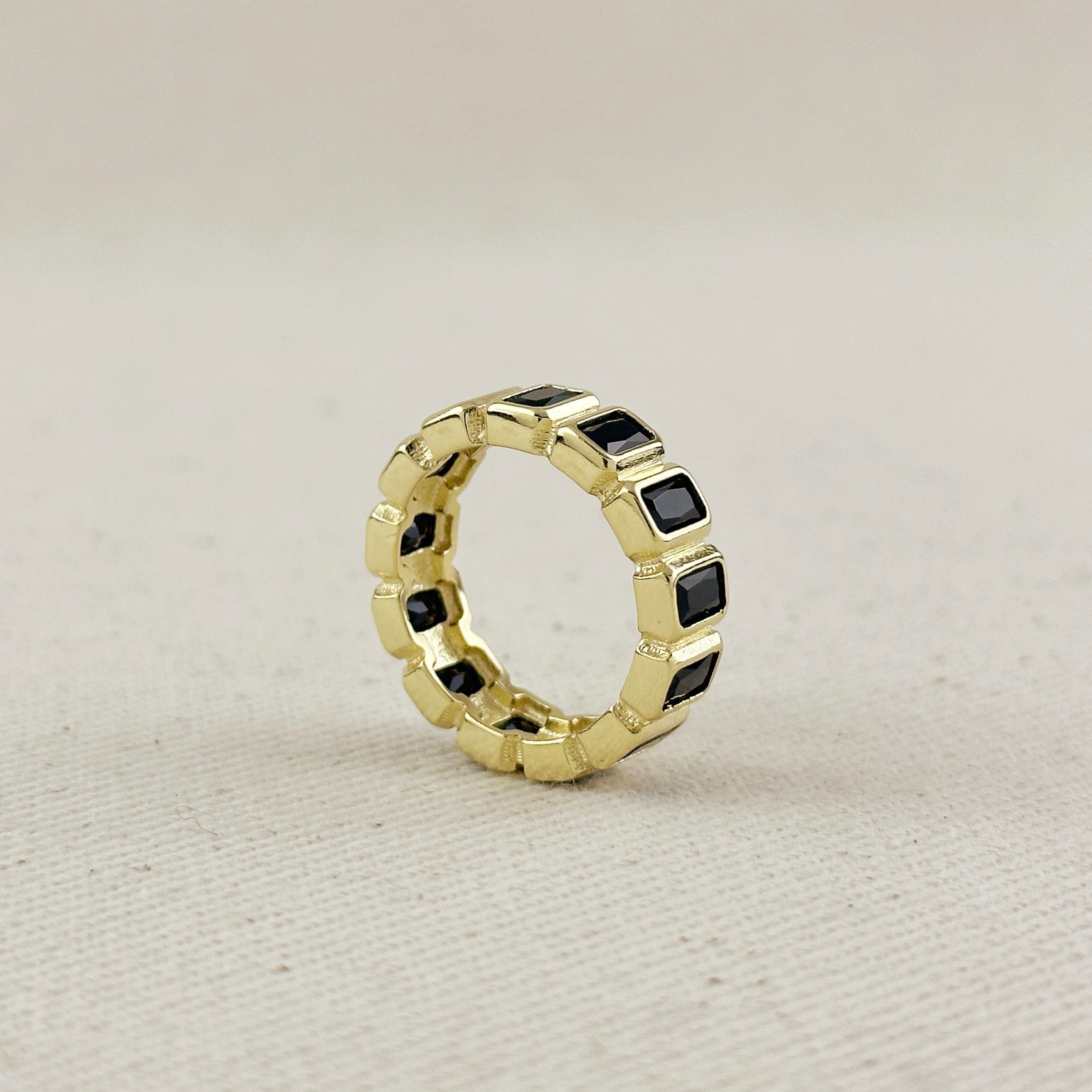 Mondsee 18k Gold Filled Chunky Black Onyx CZ Eternity Band Ring | 18k Gold Filled Jewelry