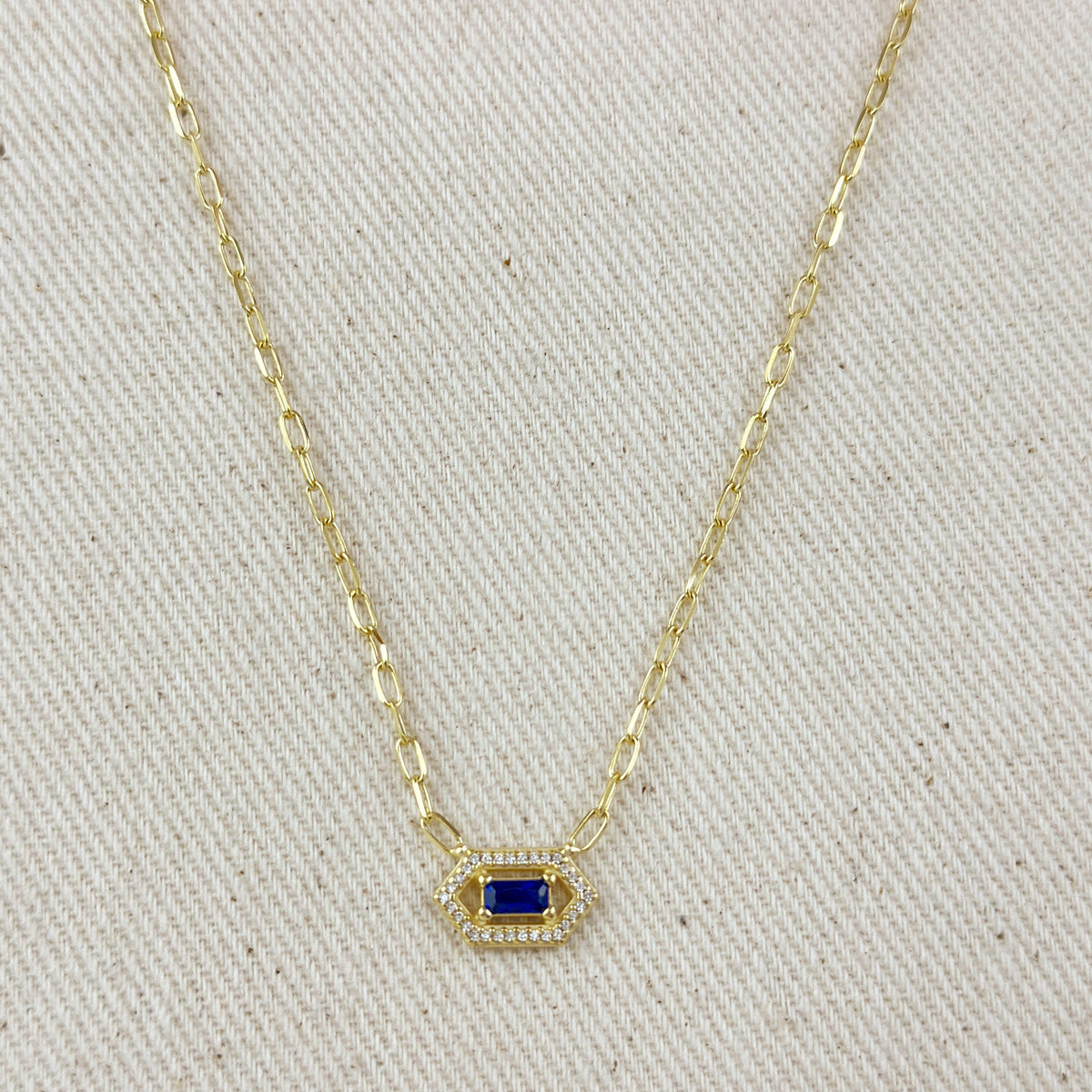18k Gold Vermeil Fancy Birthstone Baguette Necklace – September