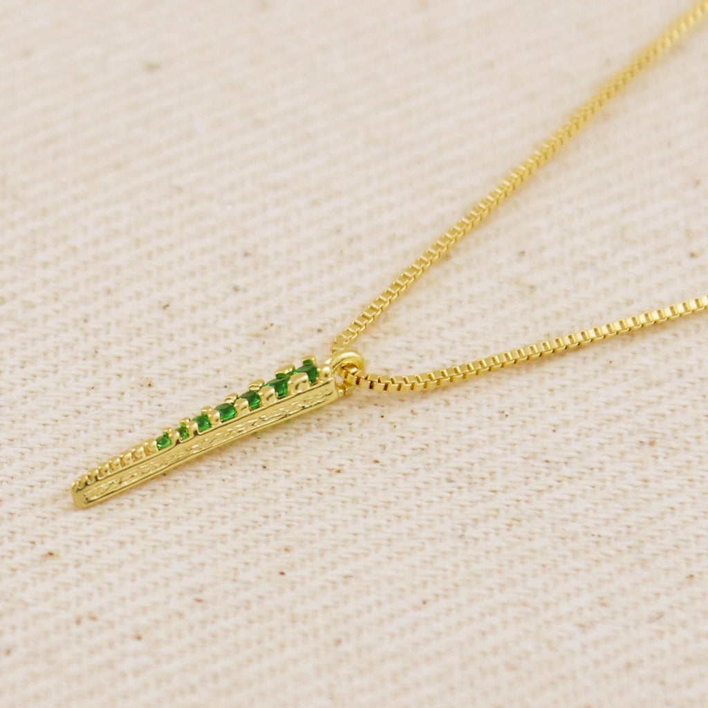 Mondsee 18k Gold Filled Emerald CZ Spear Necklace | 18k Gold Filled Jewelry