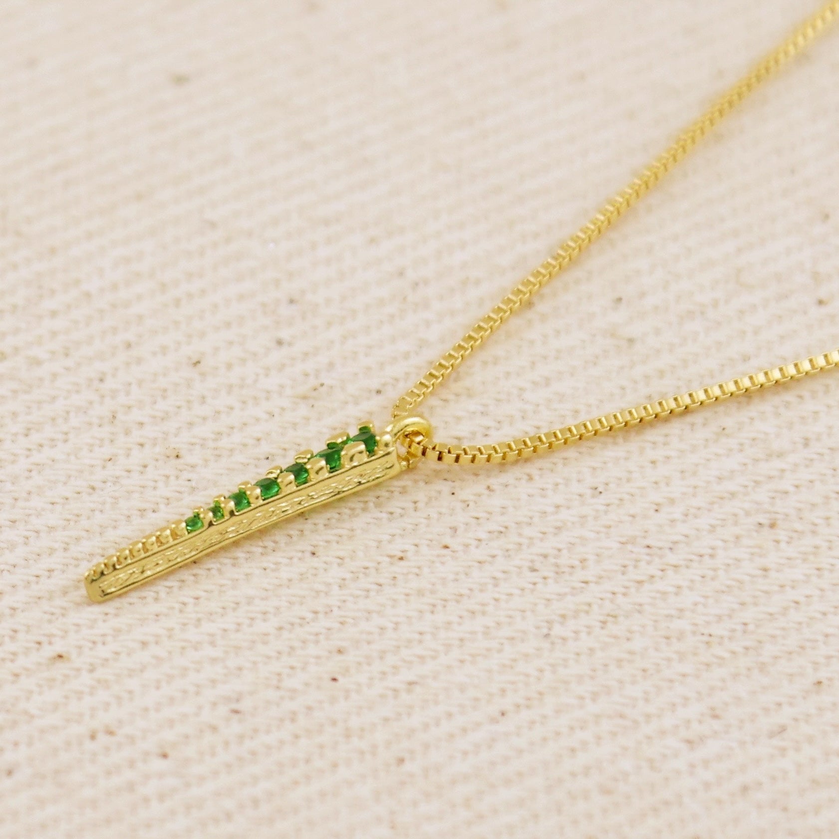 Mondsee 18k Gold Filled Emerald CZ Spear Necklace | 18k Gold Filled Jewelry