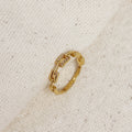Mondsee 18k Gold Filled Chain Link CZ Ring | 18k Gold Filled Jewelry
