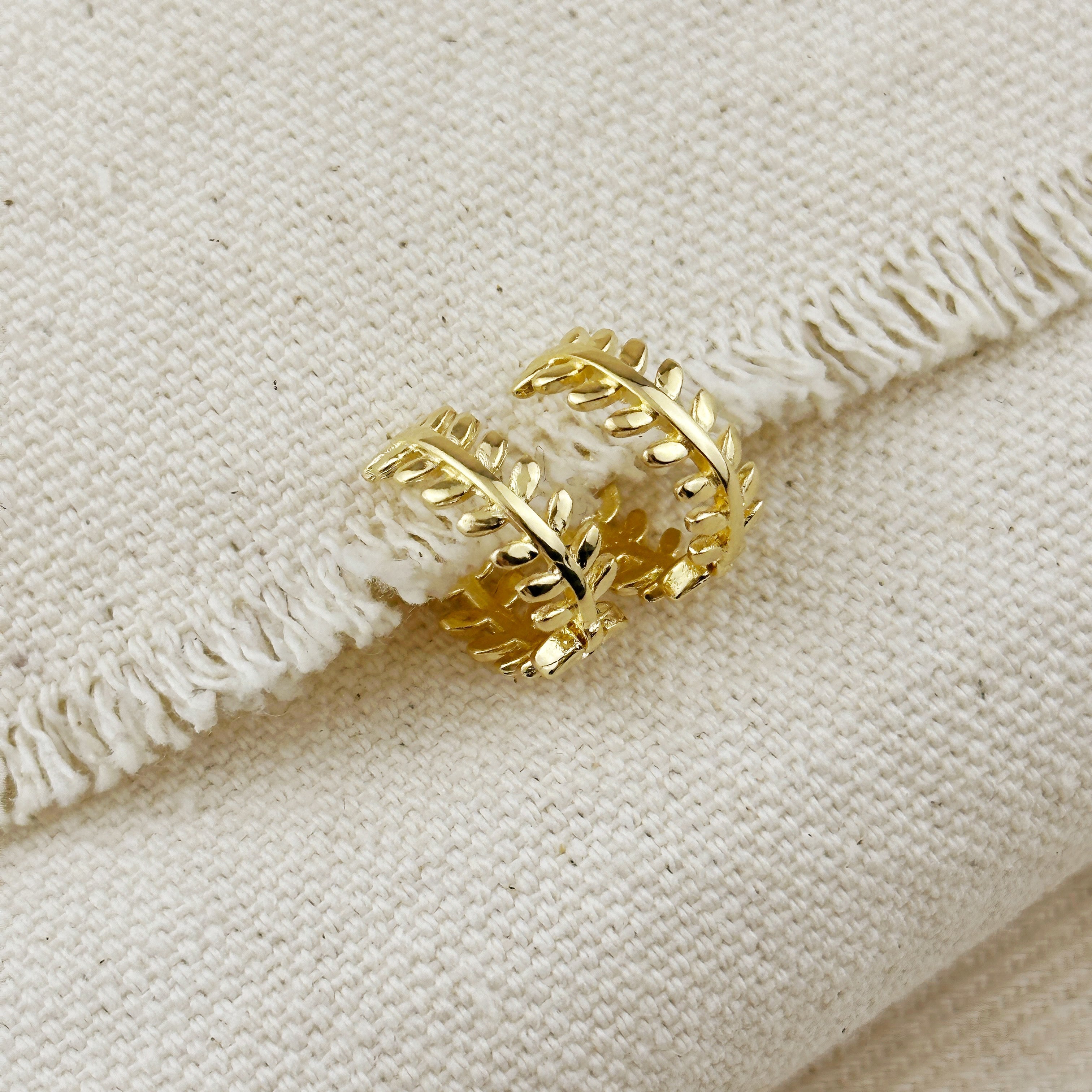 Mondsee 18k Gold Filled Leaf Clicker Earrings | 18k Gold Filled Jewelry