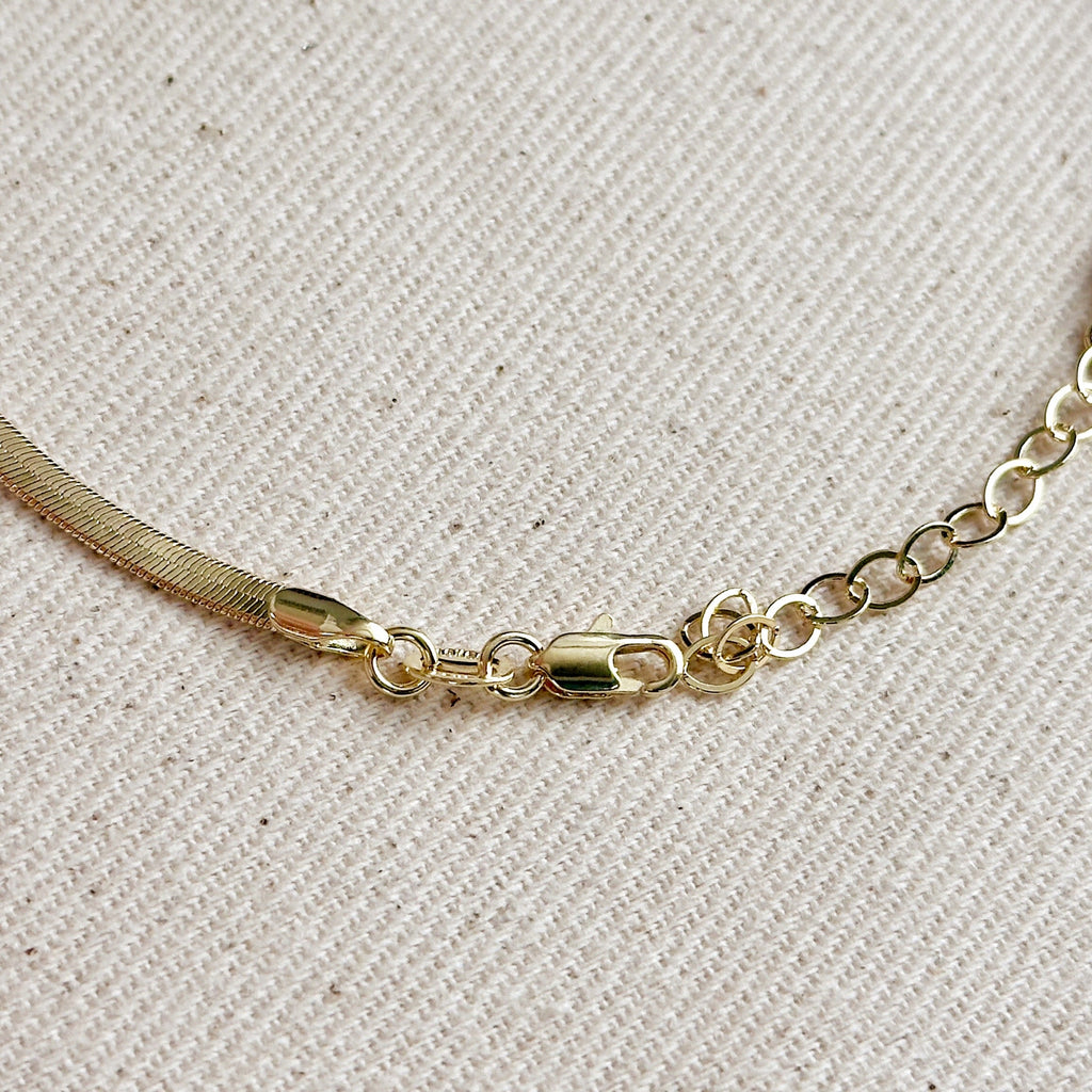 Mondsee 18k Gold Filled 3.0mm Thickness Herringbone Anklet | 18k Gold Filled Jewelry