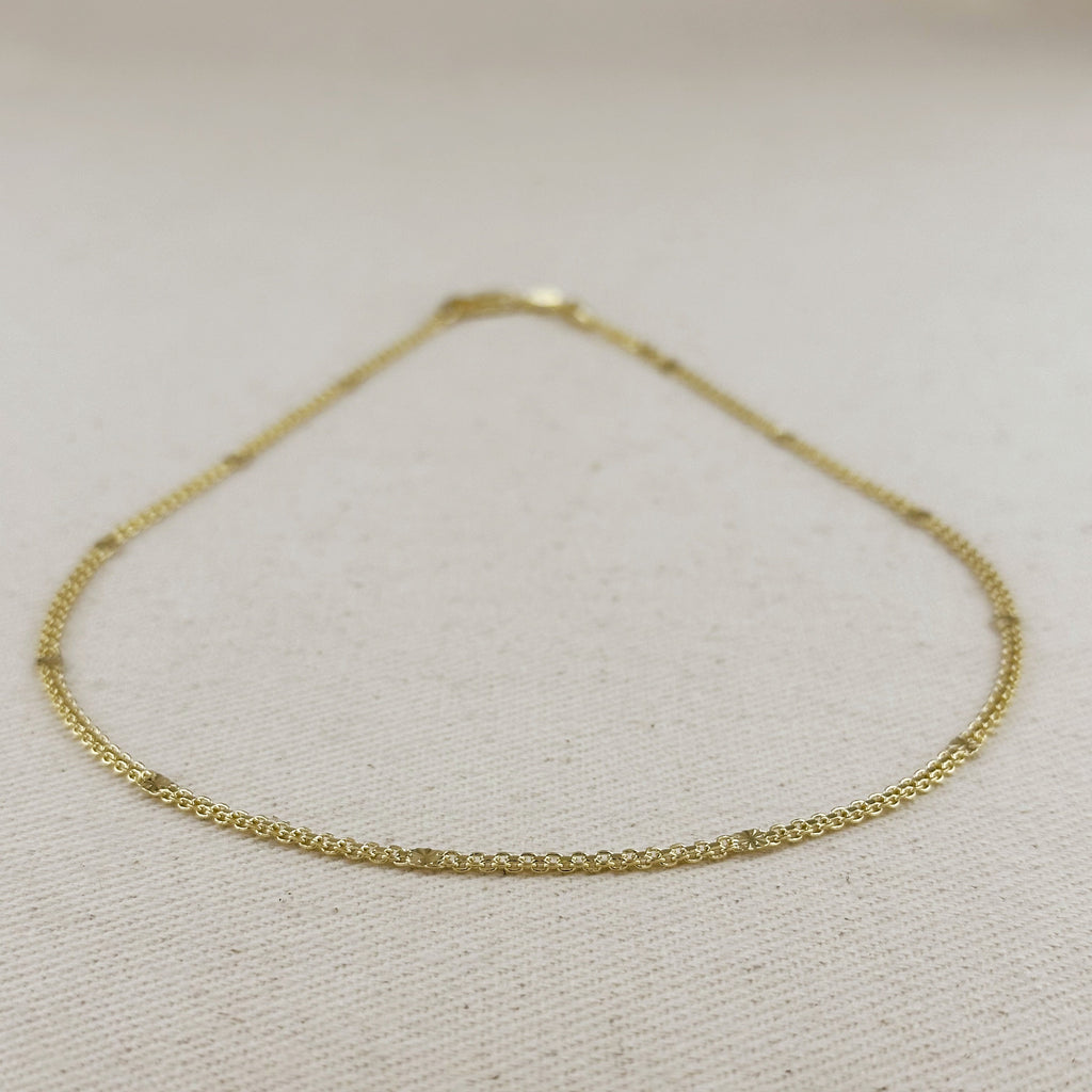 Mondsee 18k Gold Filled 2.5mm Mesh Chain with Diamond Cut Pressed Detail Necklace | 18k Gold Filled Jewelry
