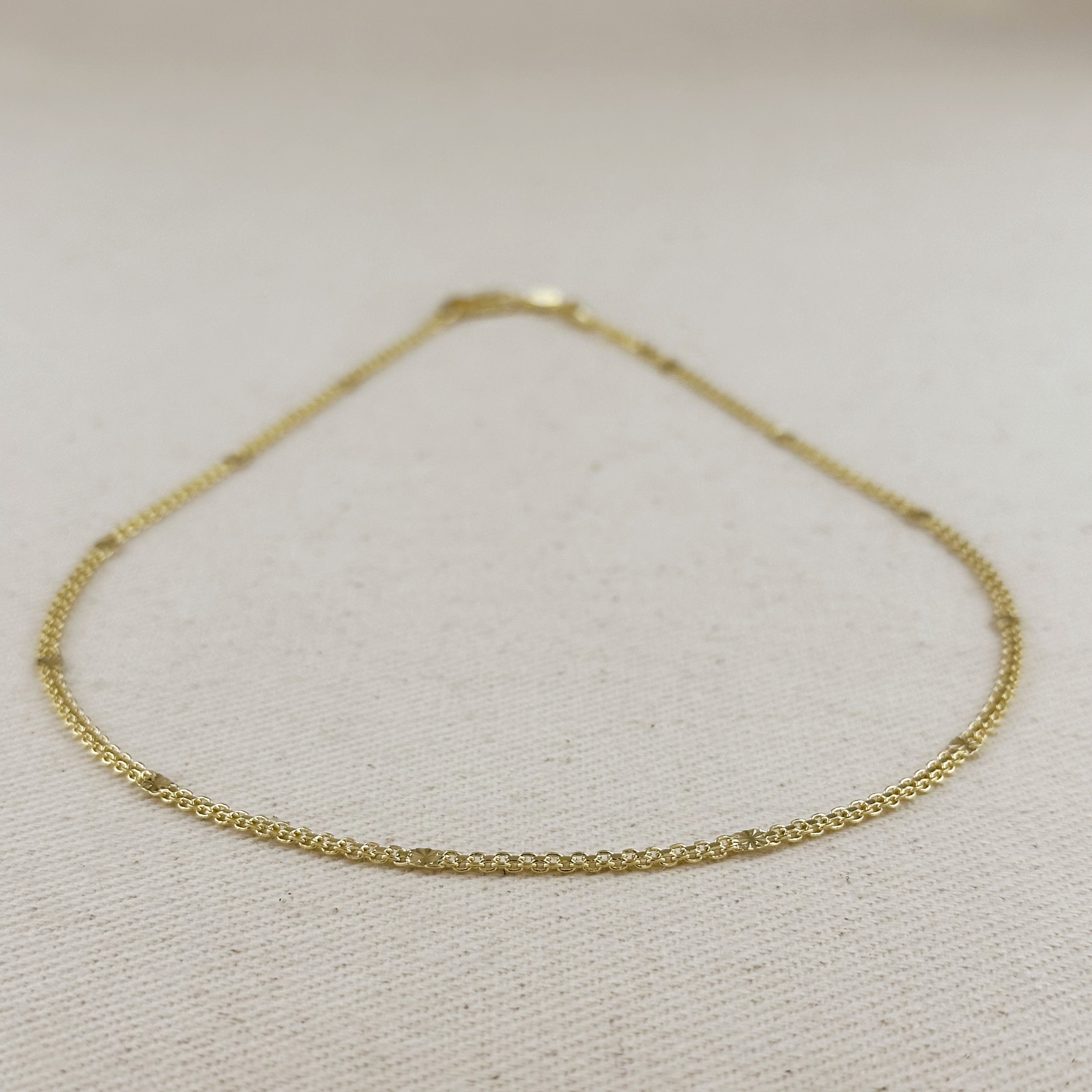 Mondsee 18k Gold Filled 2.5mm Mesh Chain with Diamond Cut Pressed Detail Necklace | 18k Gold Filled Jewelry
