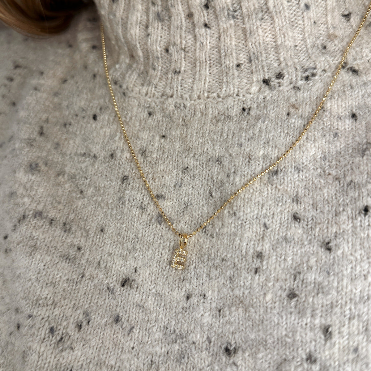 18k Gold filled Micro CZ Initial Letter Charm