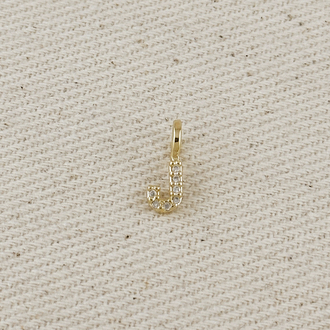 18k Gold filled Micro CZ Initial Letter Charm – J