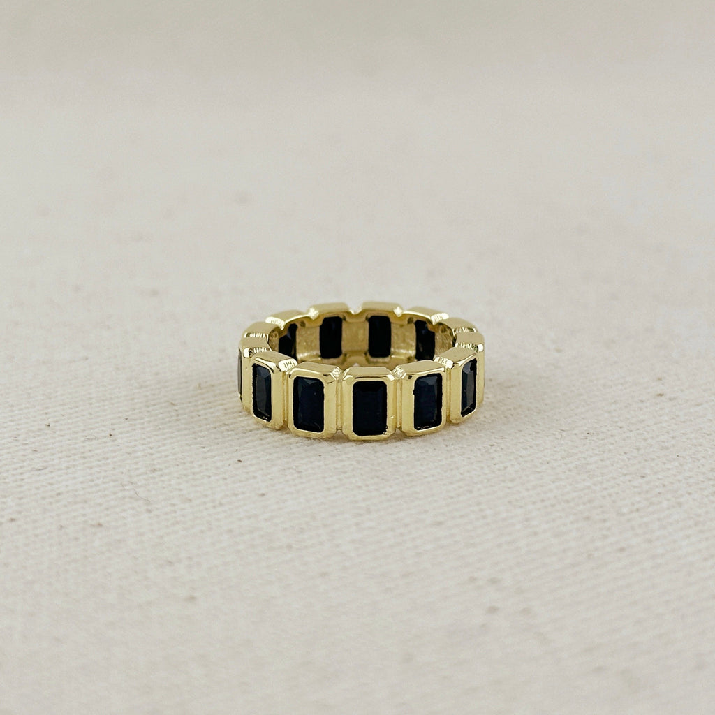 Mondsee 18k Gold Filled Chunky Black Onyx CZ Eternity Band Ring | 18k Gold Filled Jewelry