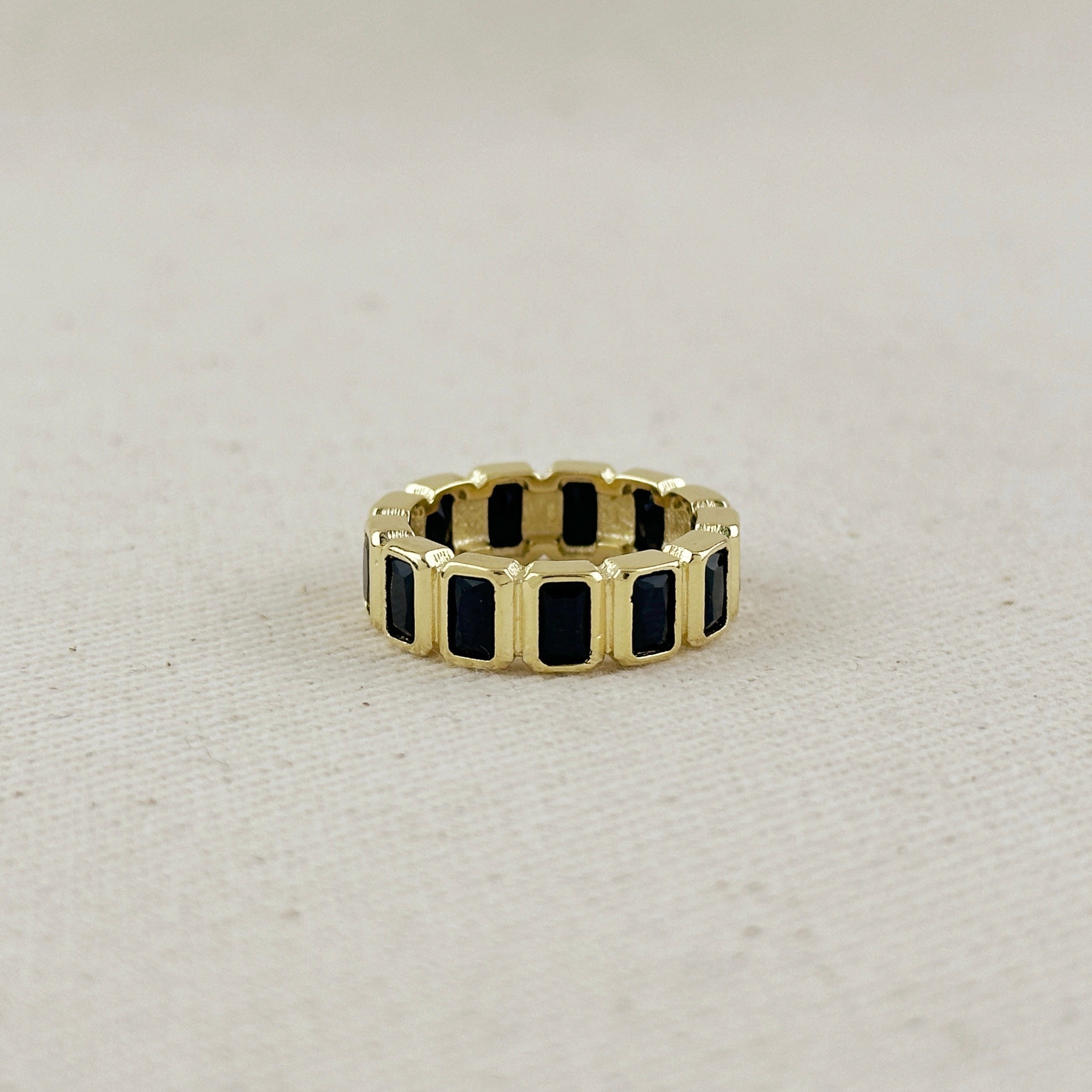 Mondsee 18k Gold Filled Chunky Black Onyx CZ Eternity Band Ring | 18k Gold Filled Jewelry