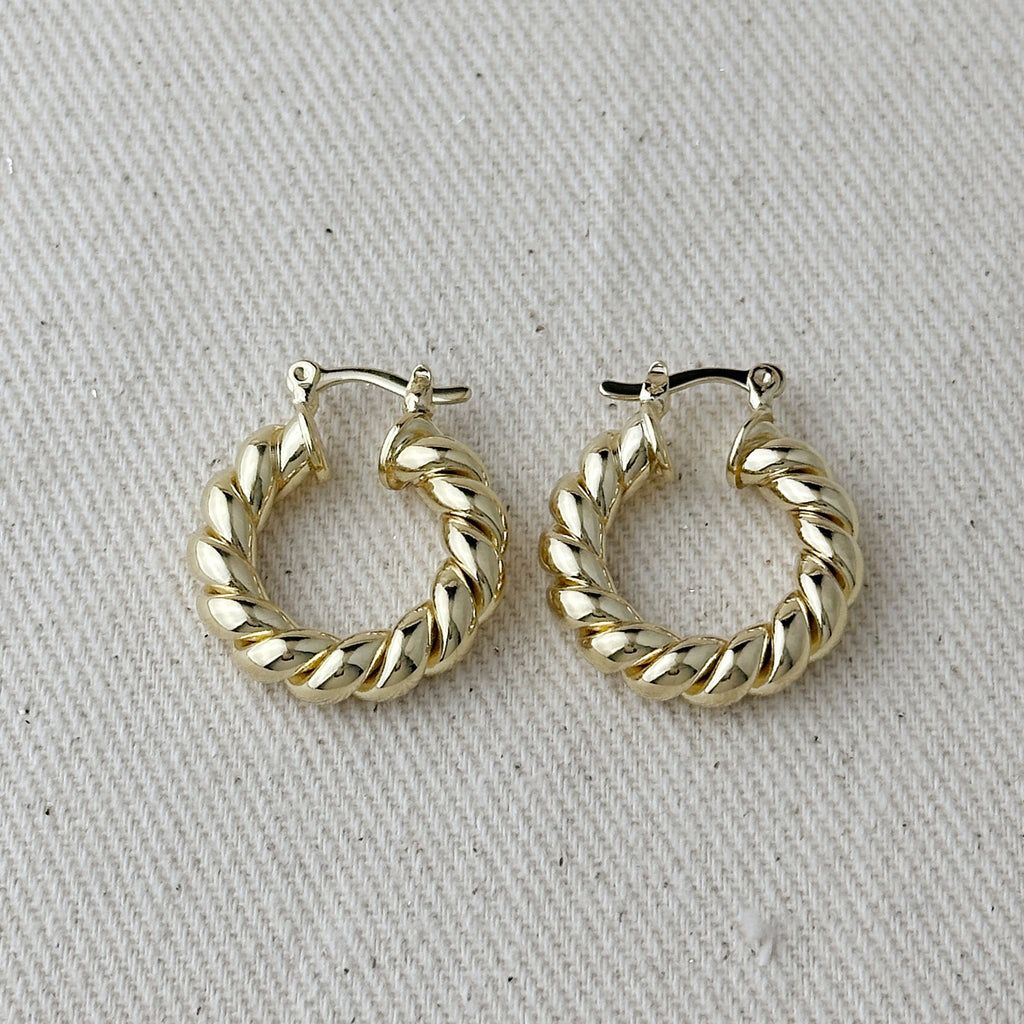Mondsee 18k Gold Filled Twisted Tube Croissant Hoop Earrings | 18k Gold Filled Jewelry
