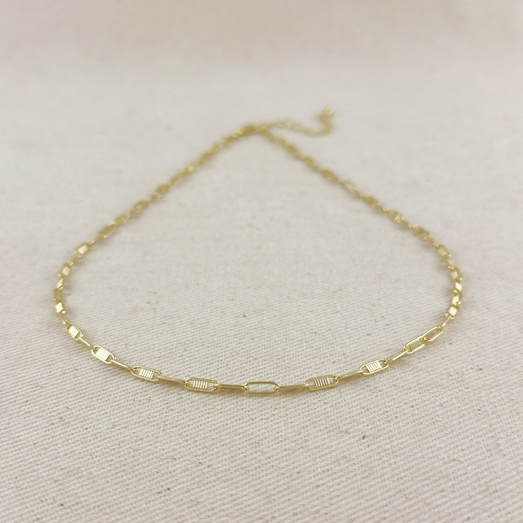 Mondsee 18K Gold Filled Textured Bar Link Necklace | 18k Gold Filled Jewelry