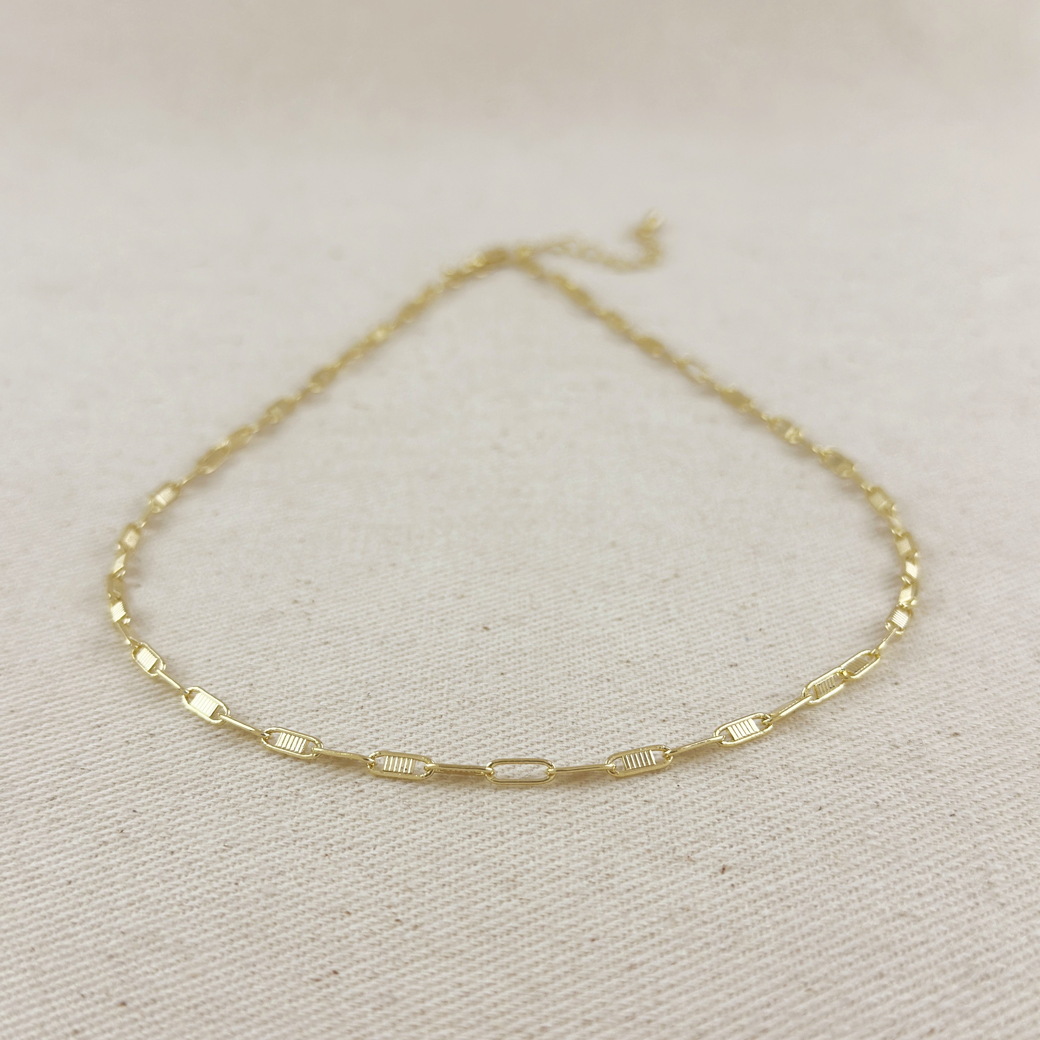 Mondsee 18K Gold Filled Textured Bar Link Necklace | 18k Gold Filled Jewelry