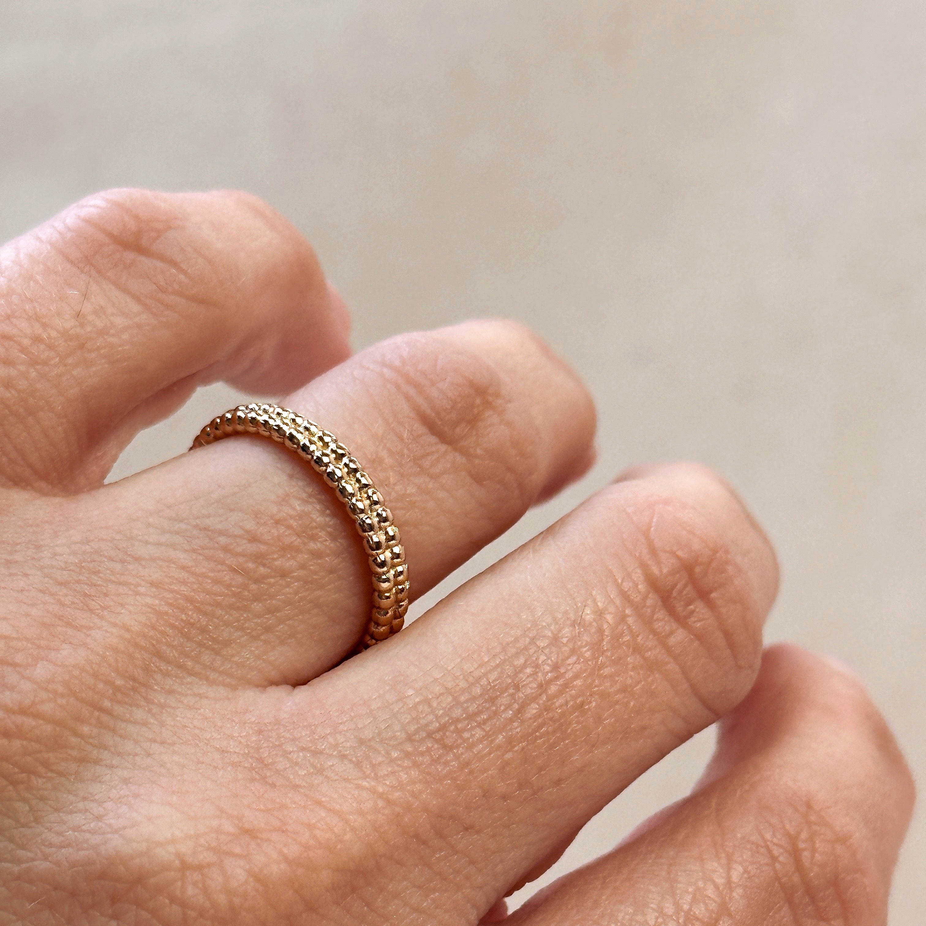 Mondsee 18k Gold Filled Double Beaded Band Ring | 18k Gold Filled Jewelry